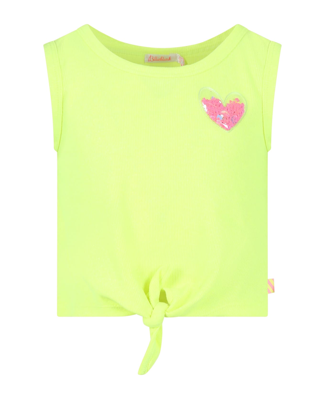 Billieblush Yellow Tank Top For Girl With Heart-shaped Bagde - Yellow