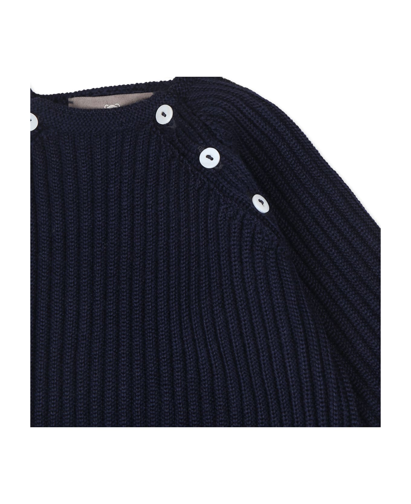 Little Bear Navy Blue Knit Suit For Baby Boy - Blue