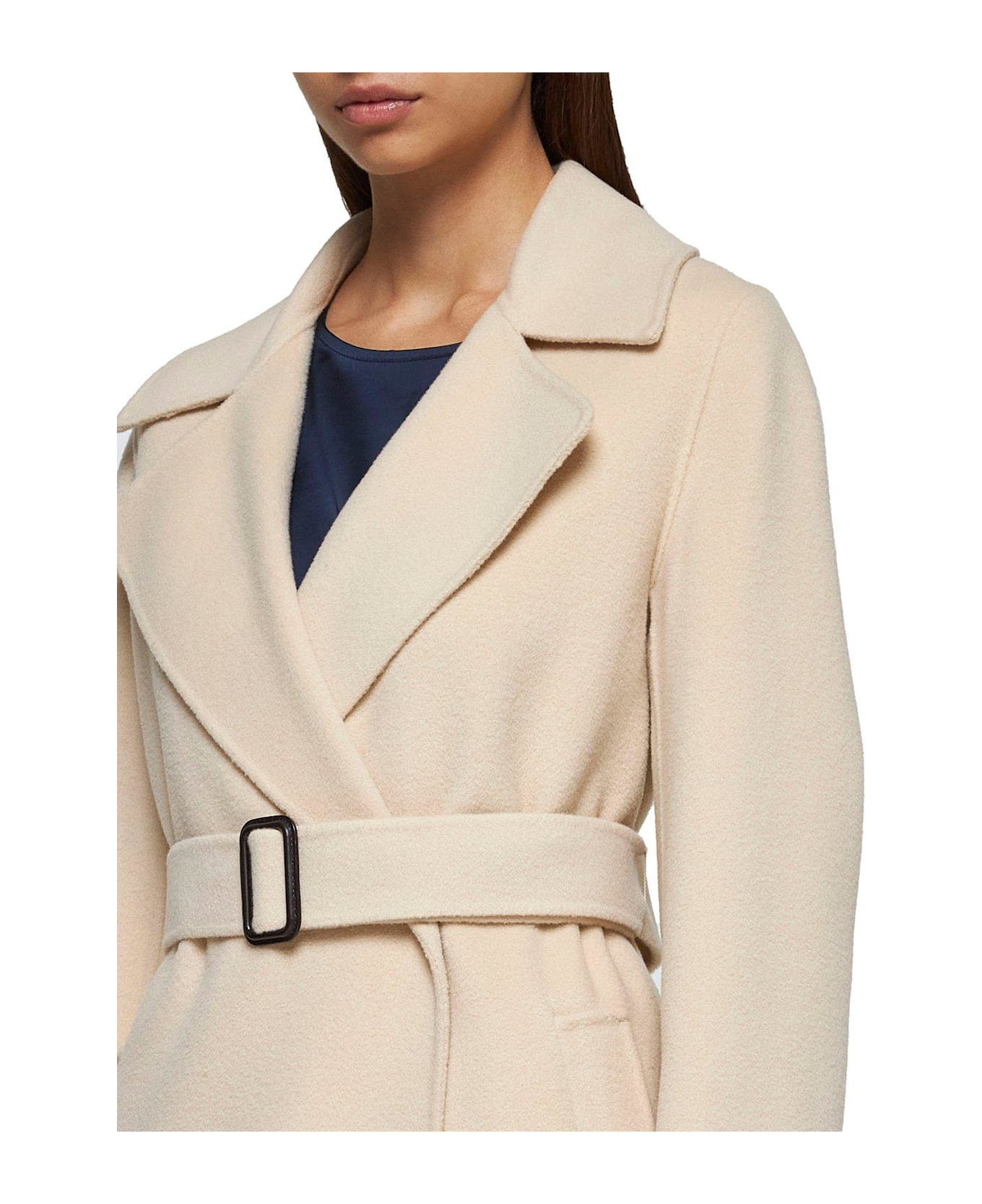 Weekend Max Mara Belted Long-sleeved Coat - Sabbia