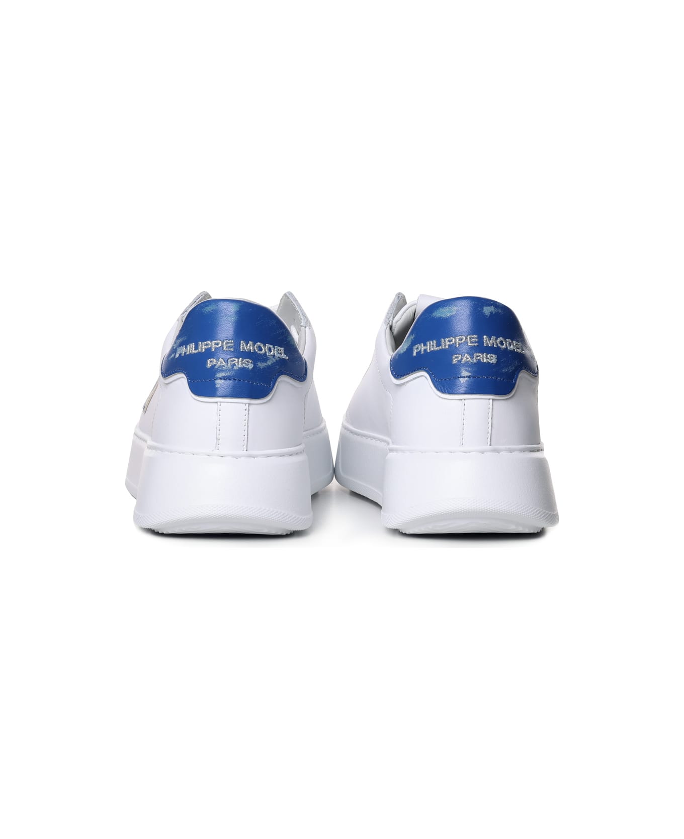 Philippe Model Sneakers With Blue Heel - Veau Vintage Blanc Bluette