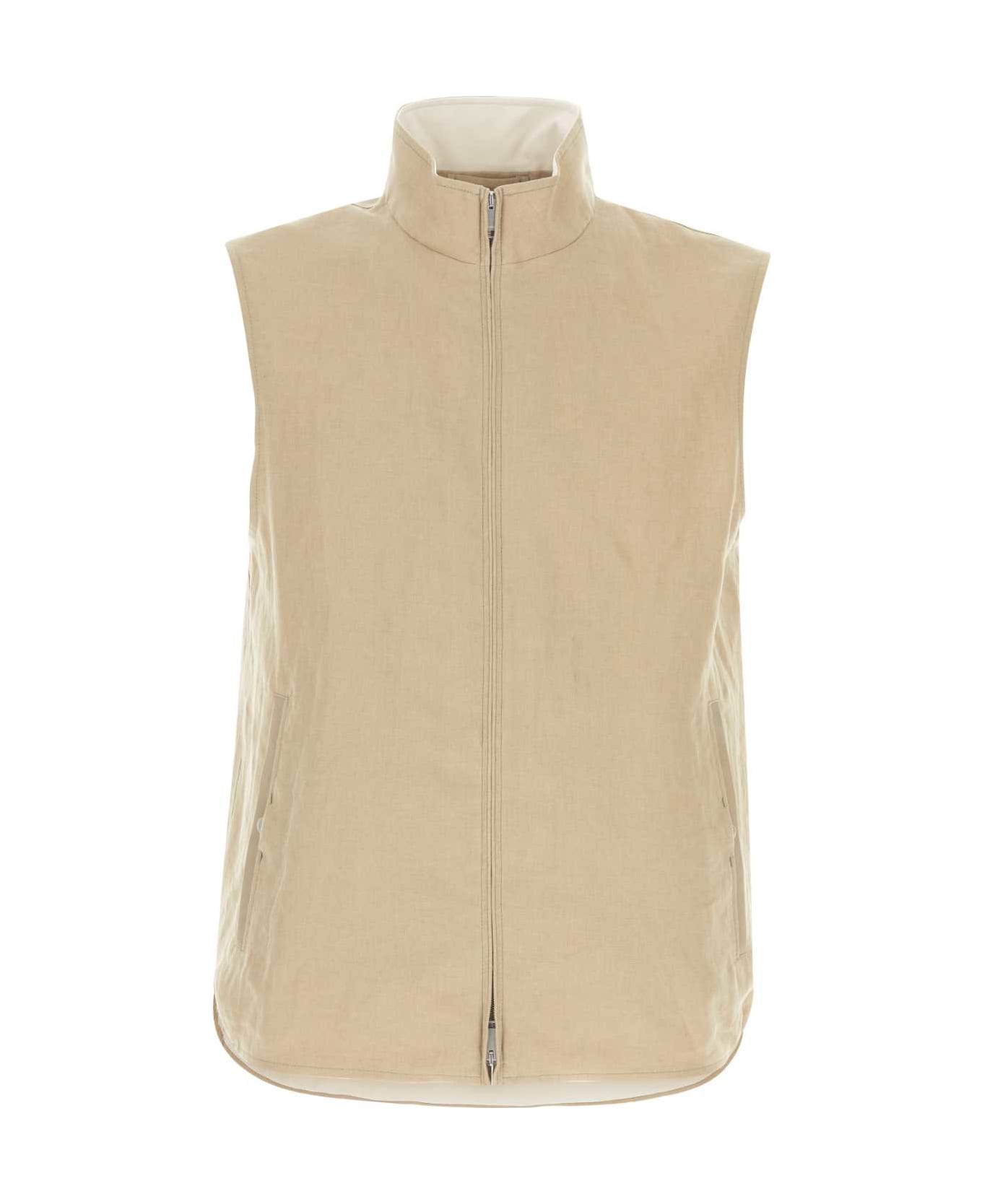 Zegna Sand Linen Gilet - BIANCONATURALEUNITO