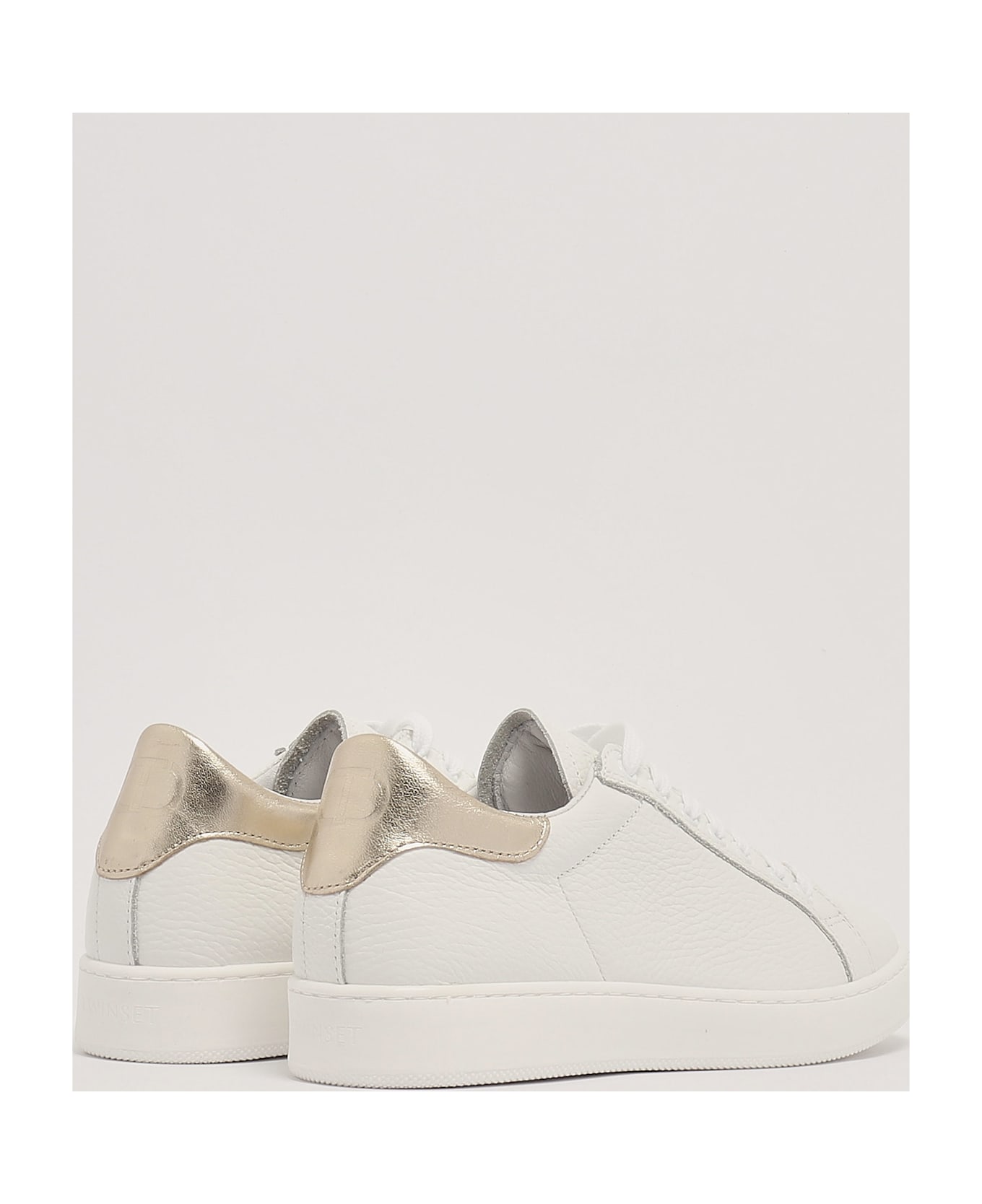 TwinSet Leather Sneaker - BIANCO-ORO