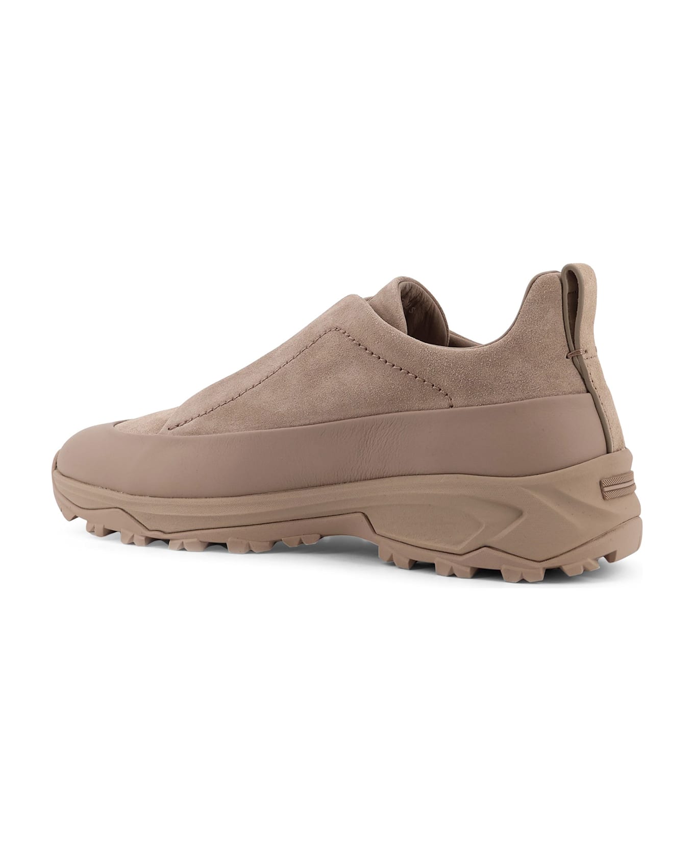 Zegna Triple Stitch Suede Low-top Sneakers - Beige
