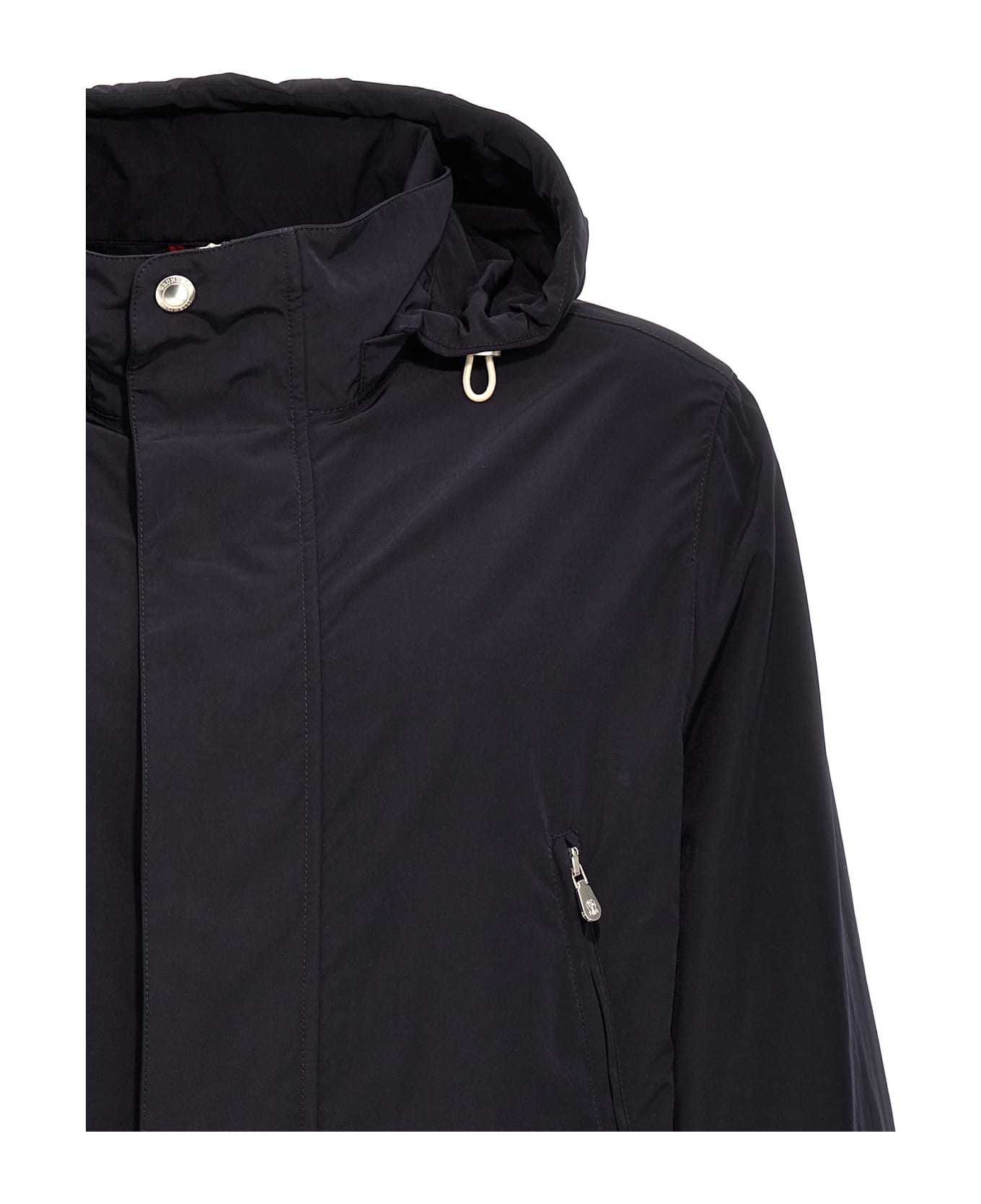 Brunello Cucinelli Water Resistant Hooded Jacket - Blu+beige