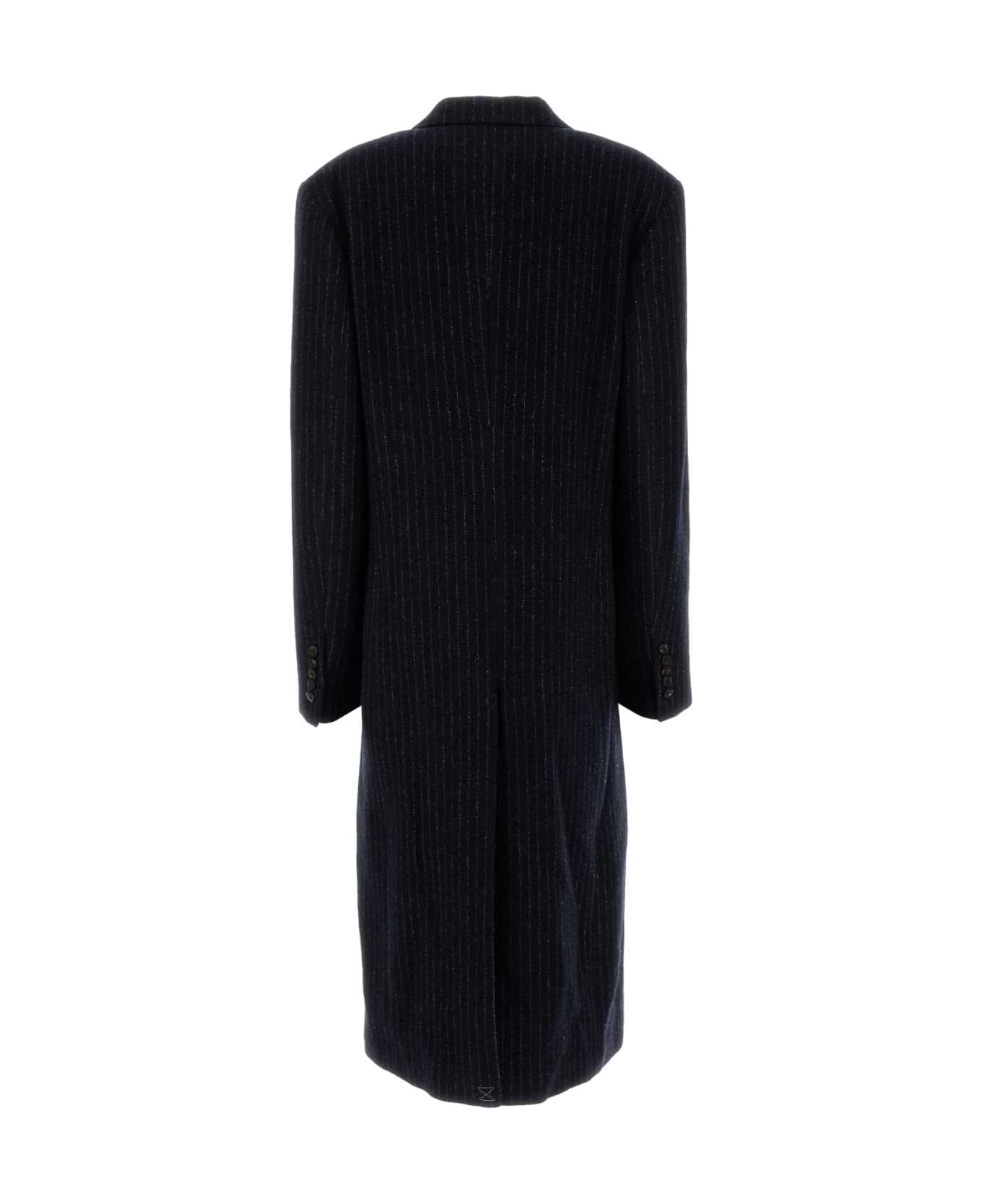 Dries Van Noten Embroidered Wool Raftan Coat - NAVY
