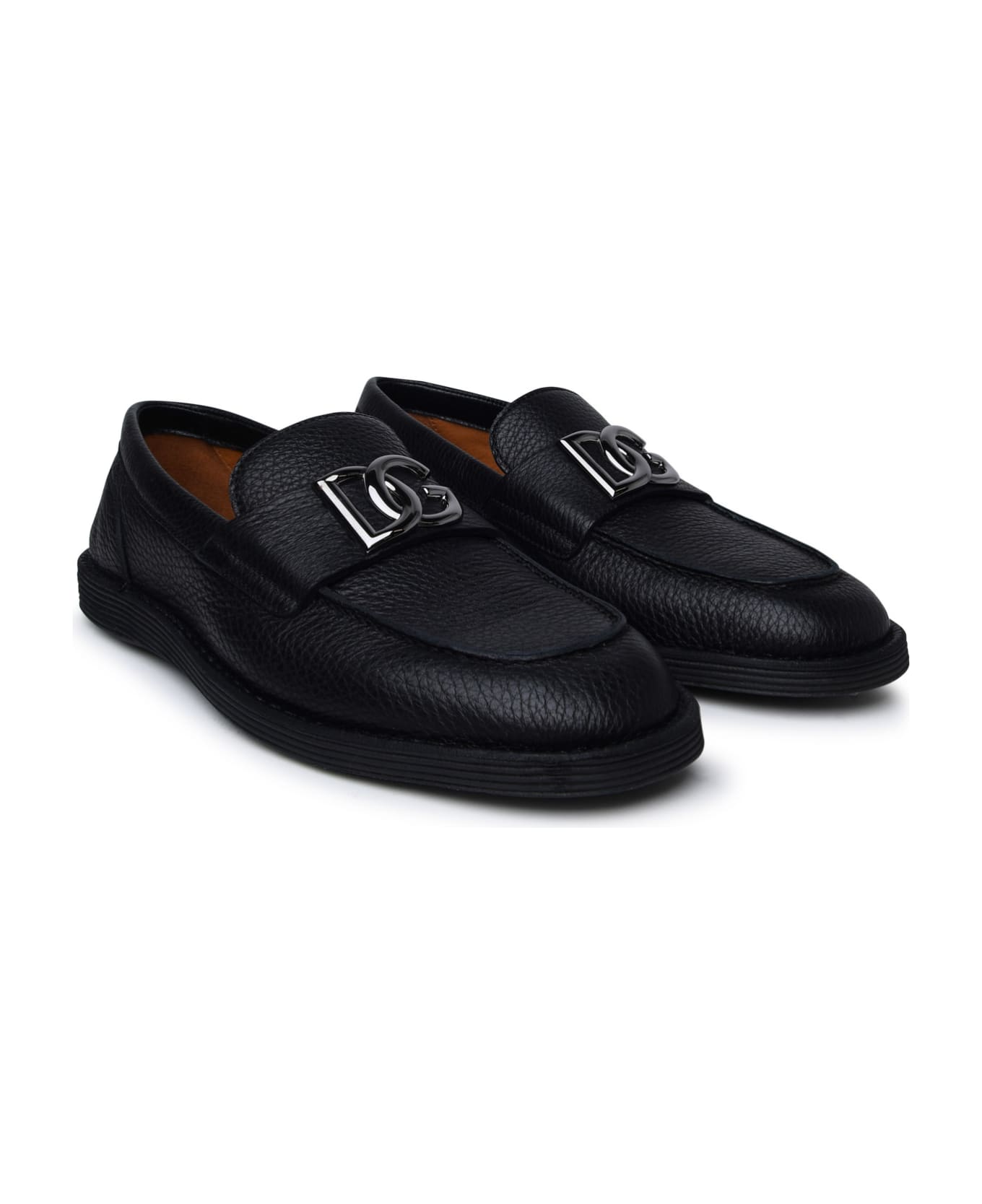 Dolce & Gabbana Black Leather Loafers - Black