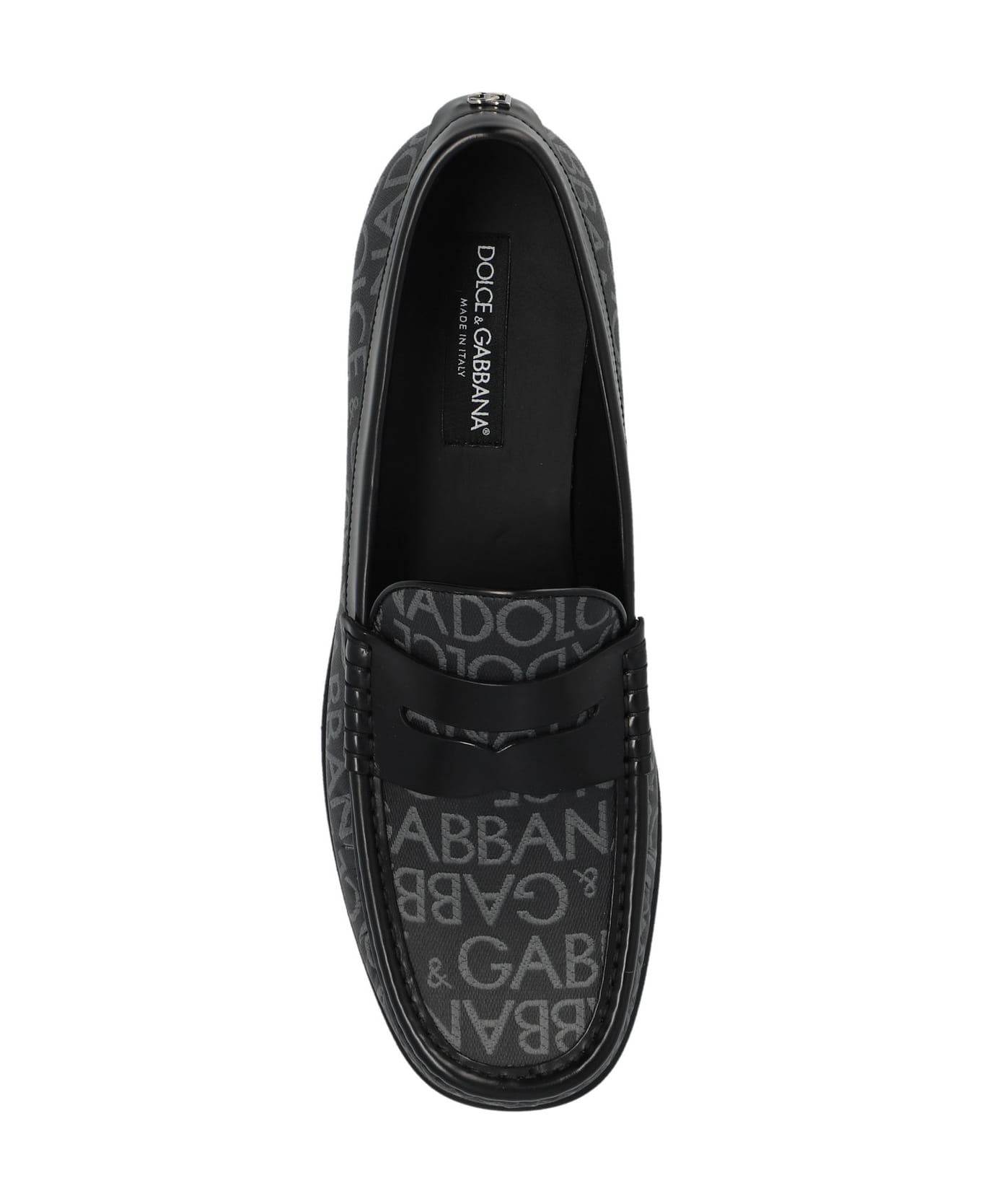 Dolce & Gabbana Logo Jacquard Fabric Loafers - Black