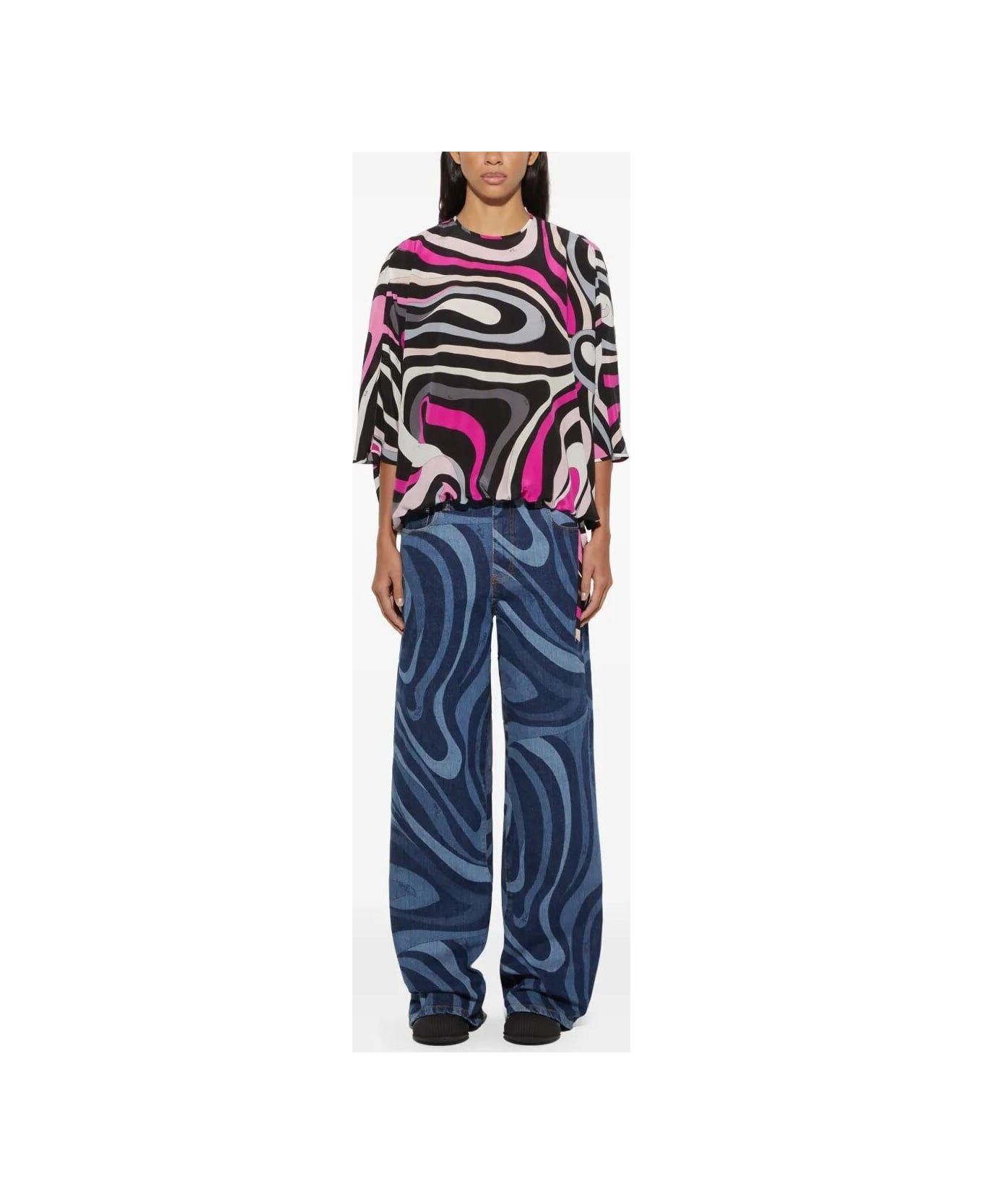 Pucci Abstract Print Top - Nero Fuxia