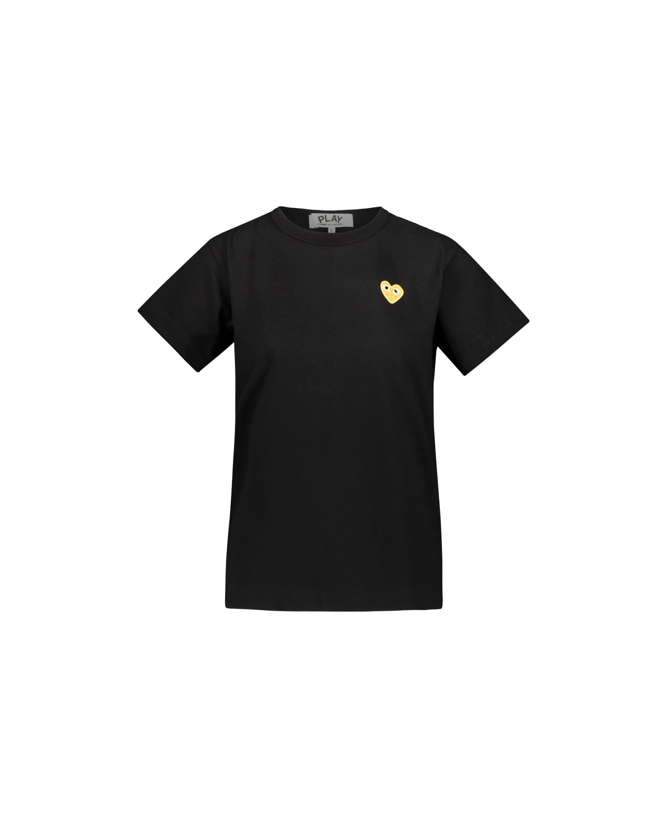Comme des Garçons Play T-shirt With Gold Heart Embroidery - Blk Tシャツ