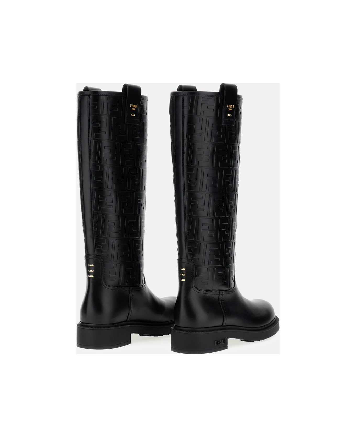 Fendi Filo Black Leather Boots - Black ブーツ