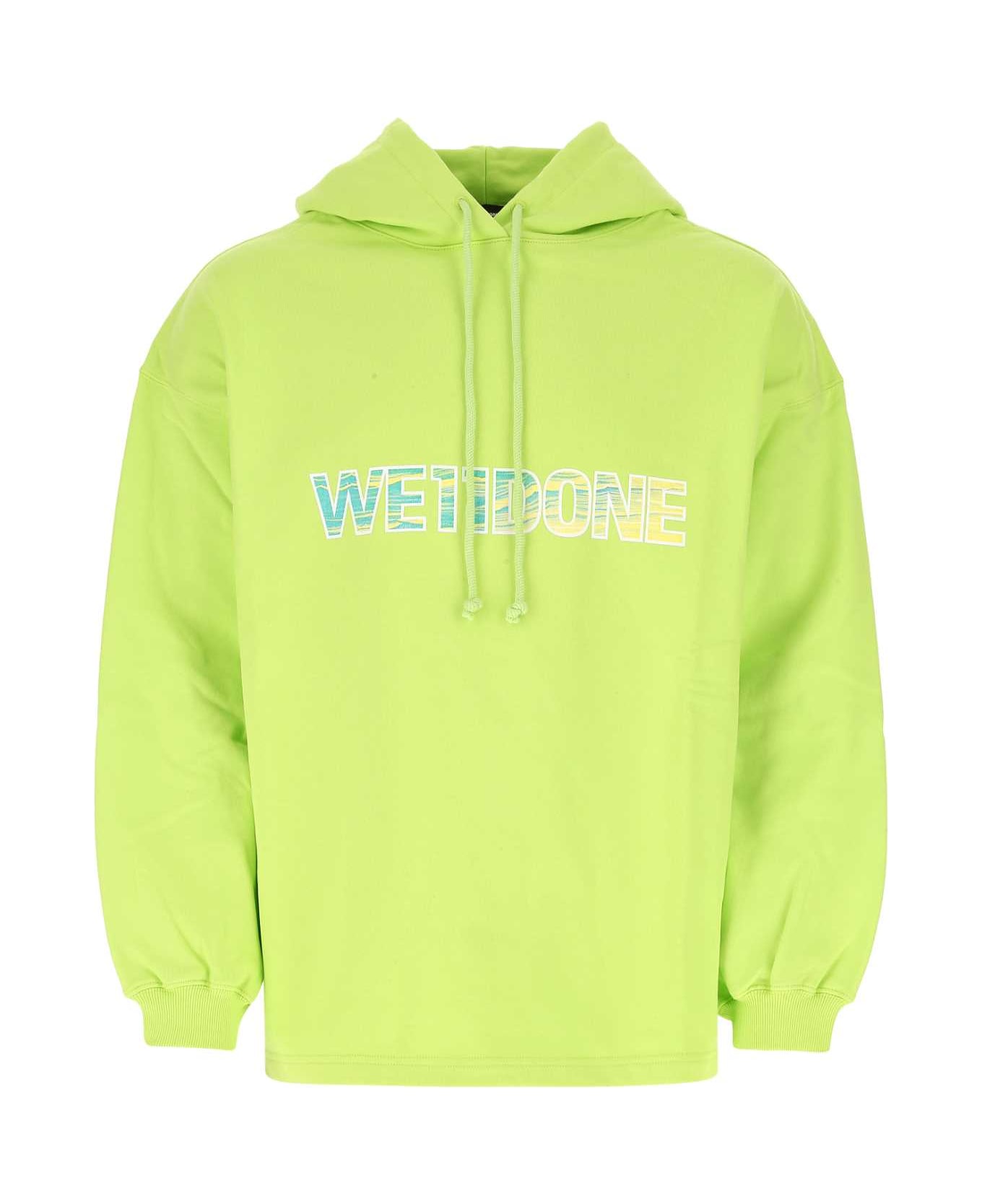 WE11 DONE Fluo Green Cotton Oversize Sweatshirt - LIME