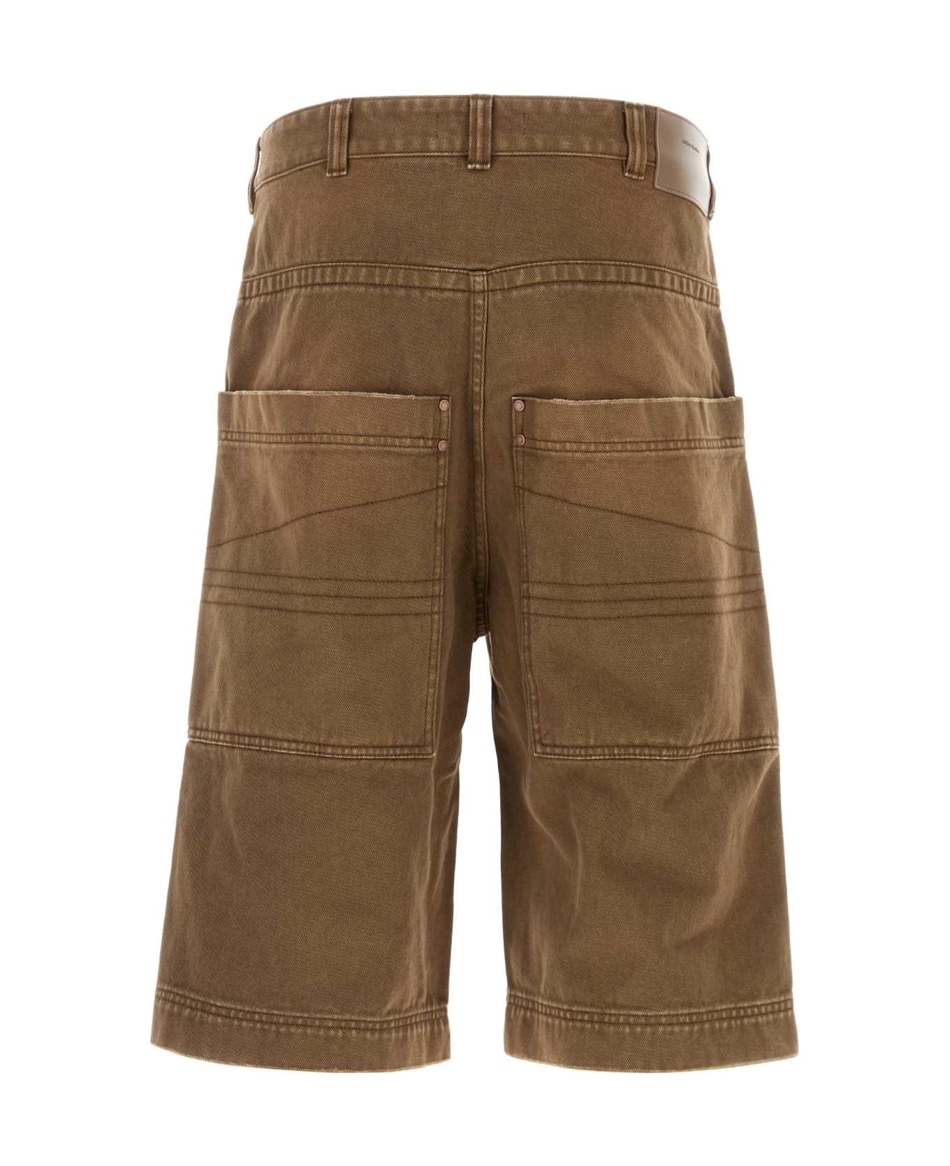 Entire Studios Brown Denim Bermuda Shorts - MILITARYSTONE