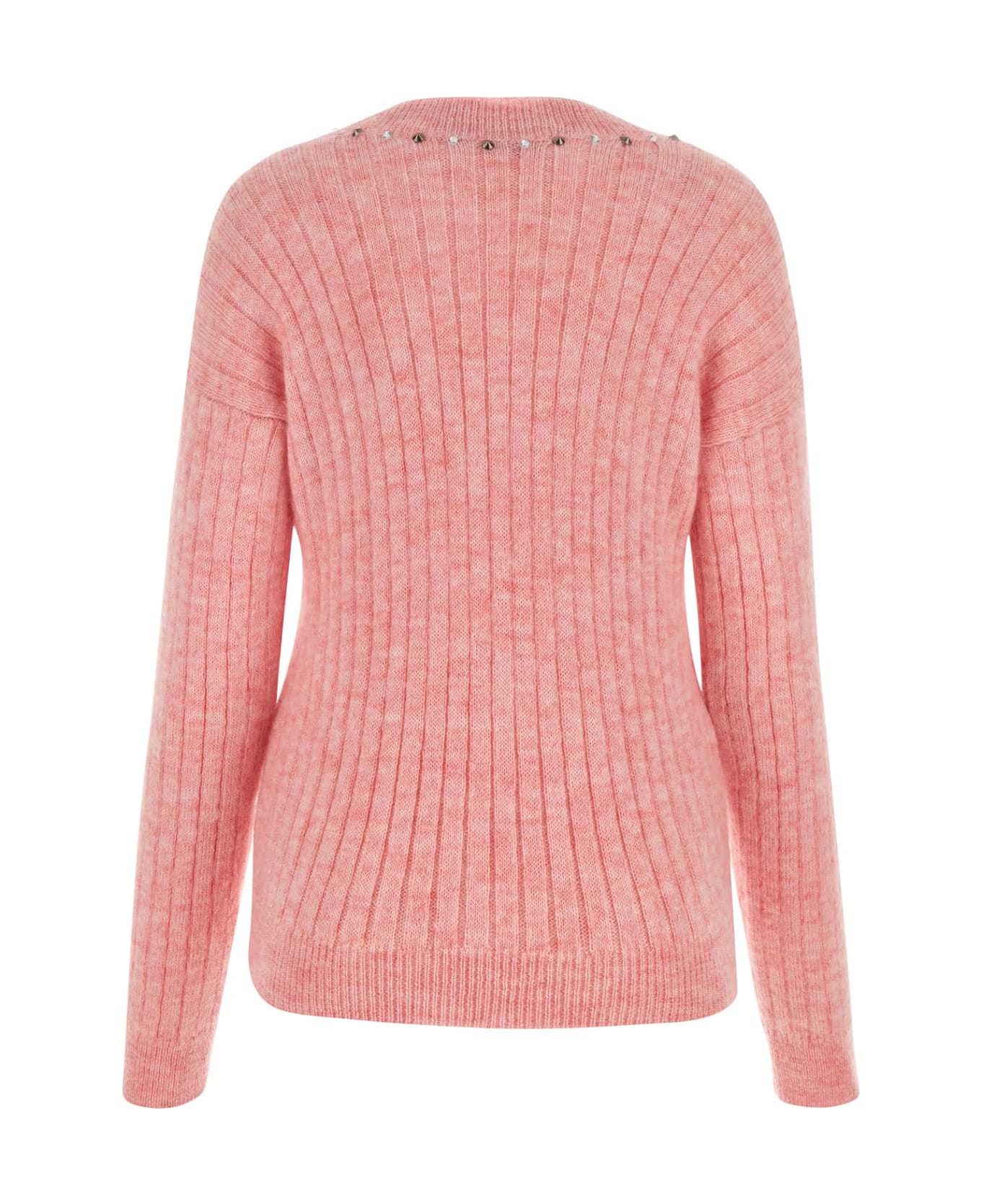 Alessandra Rich Melange Pink Wool Blend Sweater - PINKME