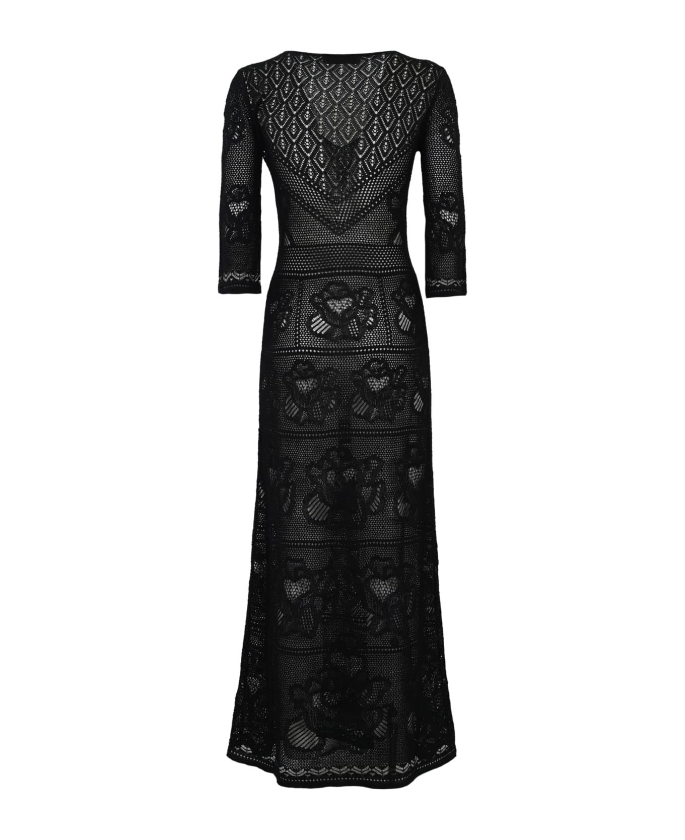 D.Exterior Black Cotton Knit Dress - Nero/nudo