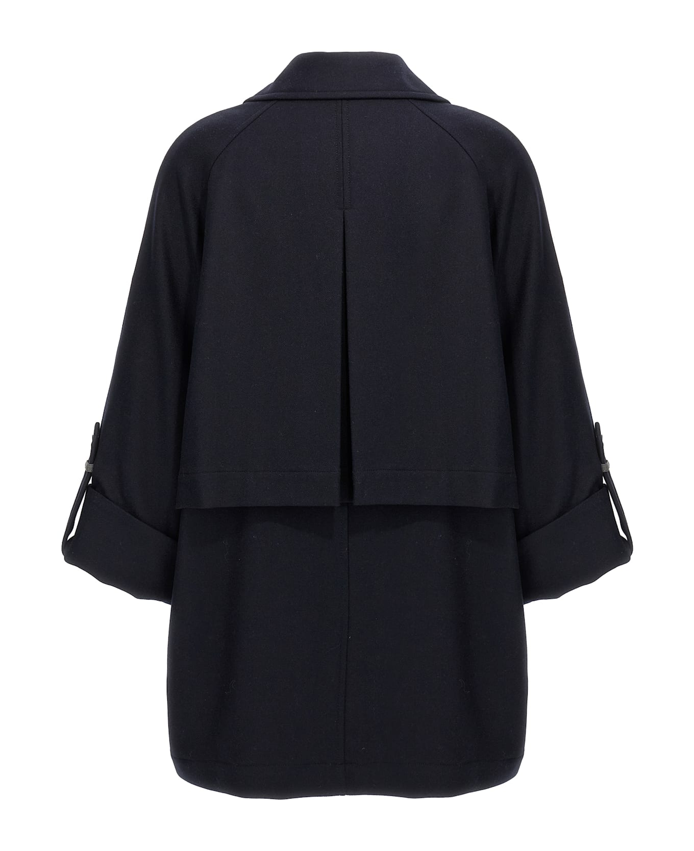 Brunello Cucinelli 
shiny Cuff Details
 Caban Coat - Blue