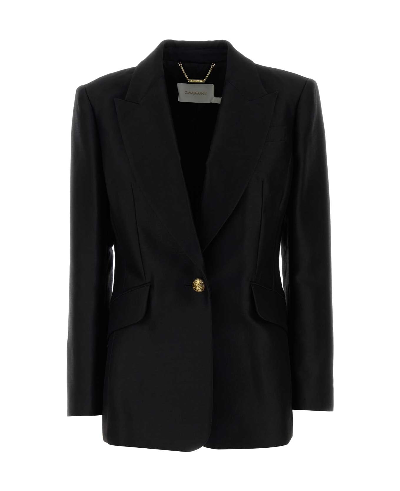 Zimmermann Black Wool Blend Hypnotic Blazer - Black