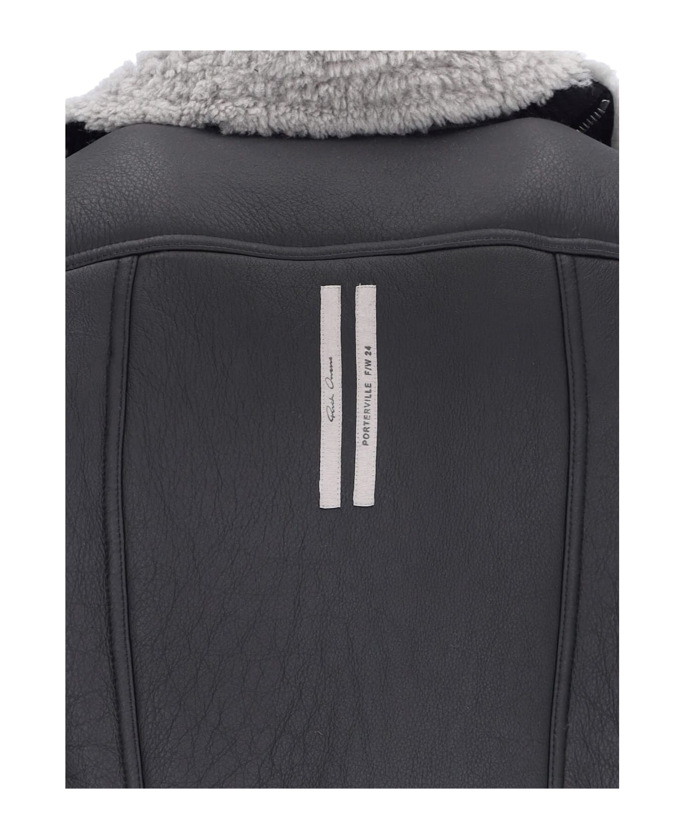 Rick Owens Bauhaus Asymmetric Zip Jacket - BLACK/PEARL