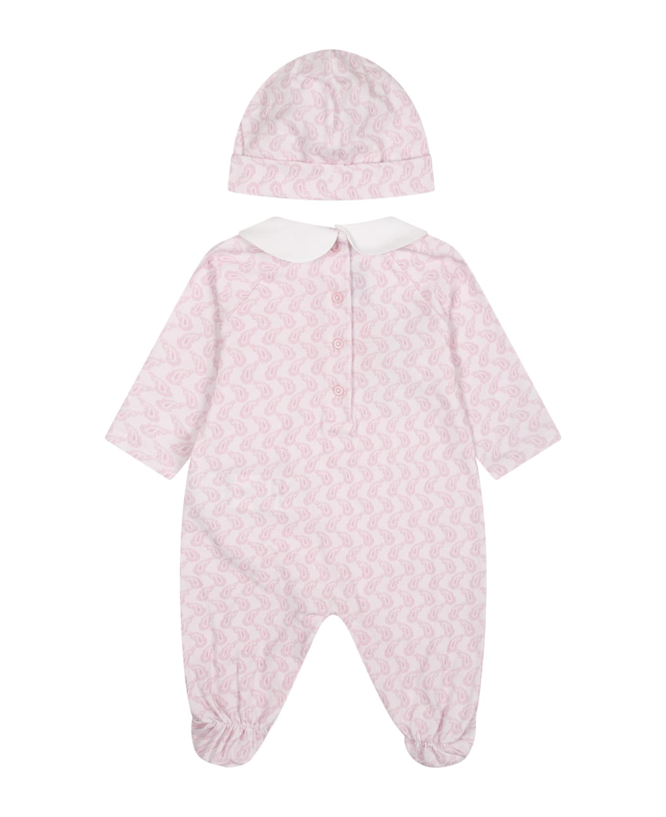 Etro Pink Set For Baby Girl With Logo - Pink ボディスーツ＆セットアップ