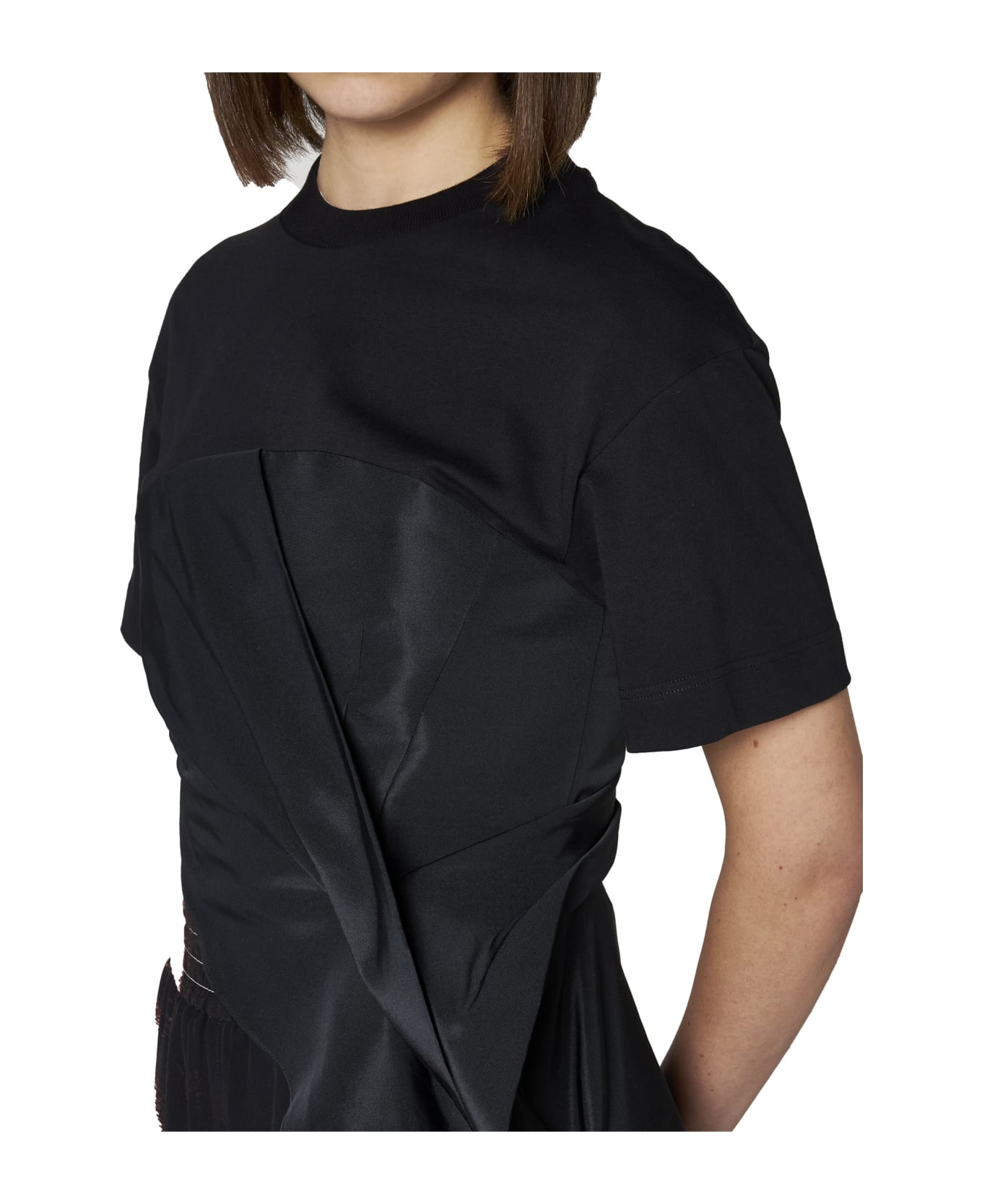 Alexander McQueen Asymmetric Round Neck Top - Black Tシャツ