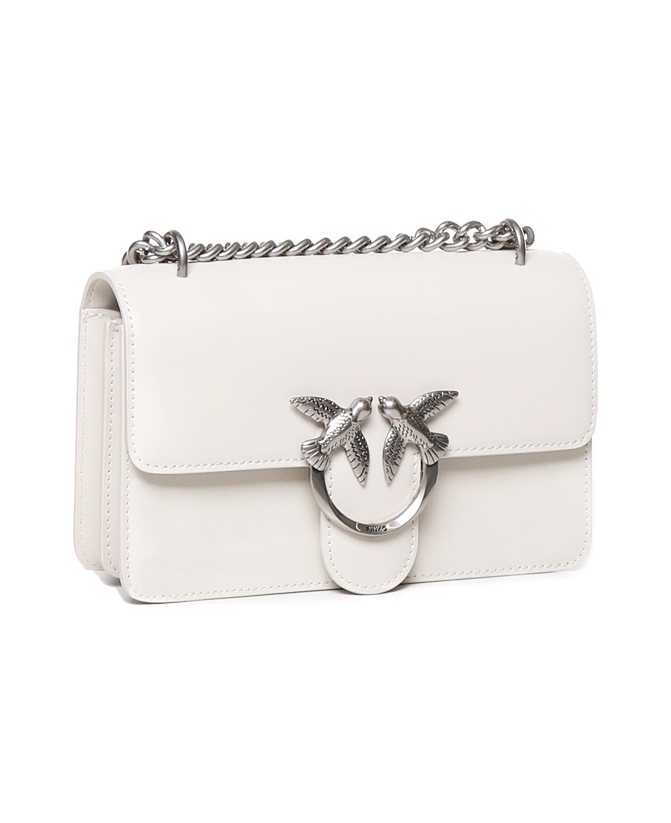 Pinko Love One Mini Bag - BIANCO SETA-OLD SILVER