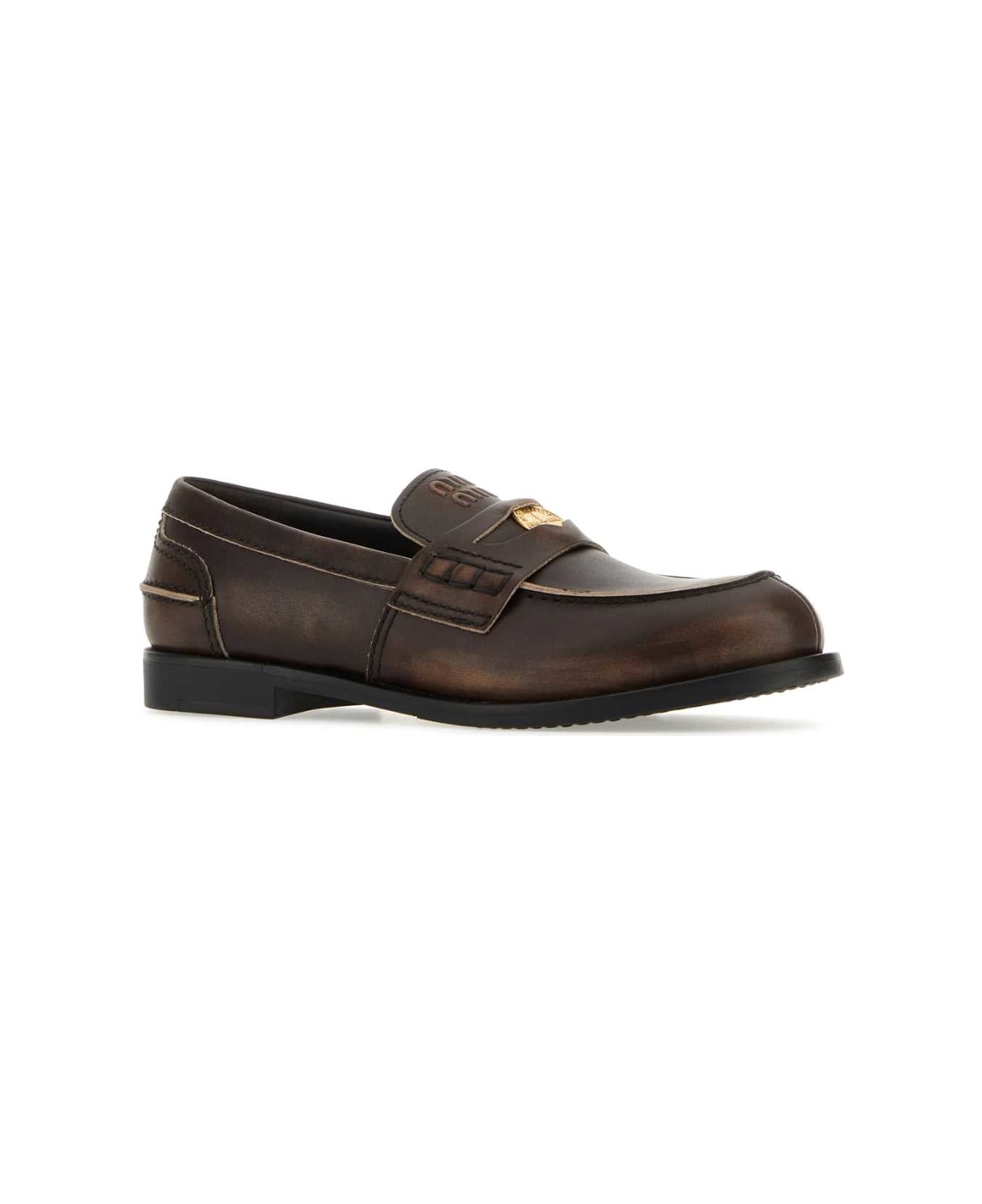 Miu Miu Leather Loafers - Brown