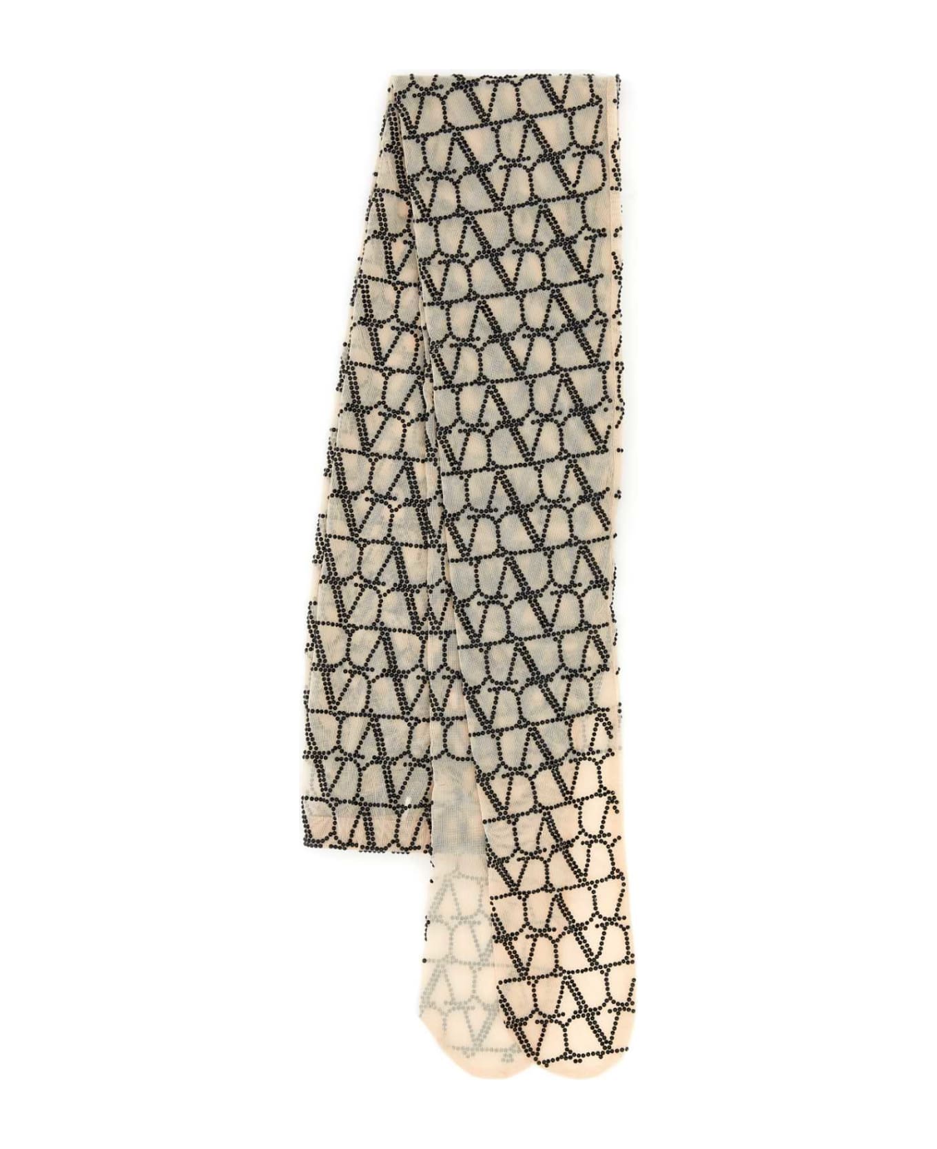 Valentino Garavani Embroidered Toile Iconographe Tulle Strass Jersey Collant - Multicolor 靴下＆タイツ