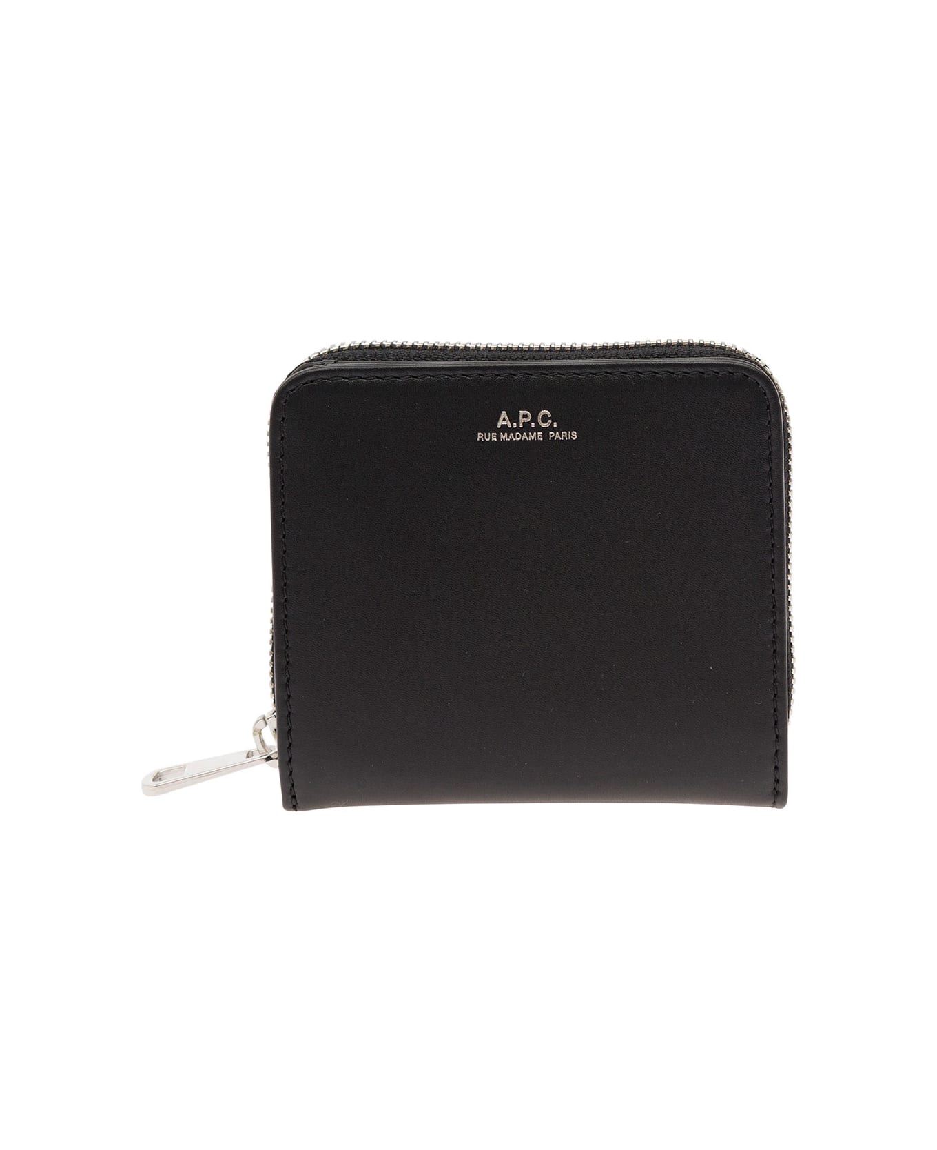 A.P.C. 'emmanuel' Black Wallet With Embossed Logo In Smooth Leather Man - Black