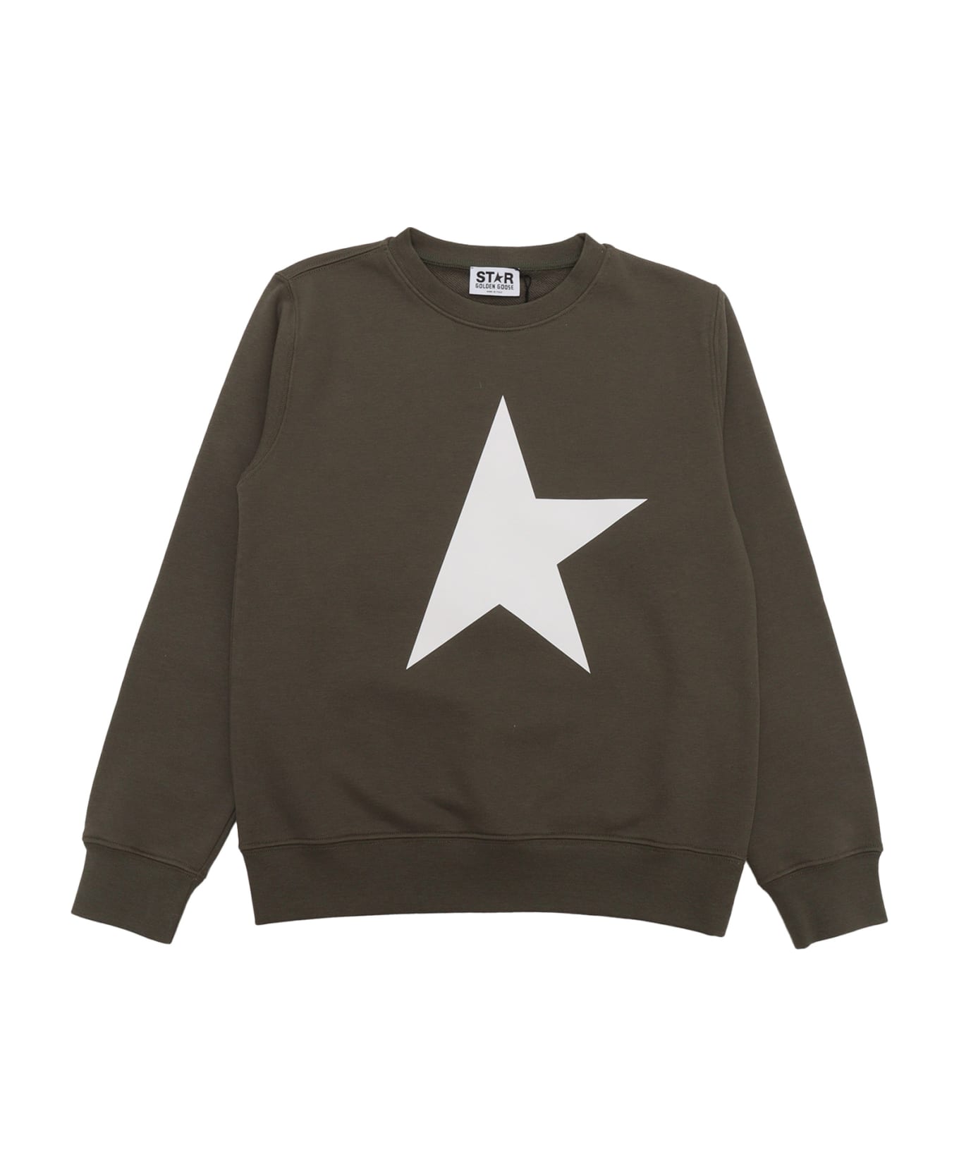 Golden Goose Star/ Boy's Crewneck Sweatshirt/ Big Star Printed - GREEN