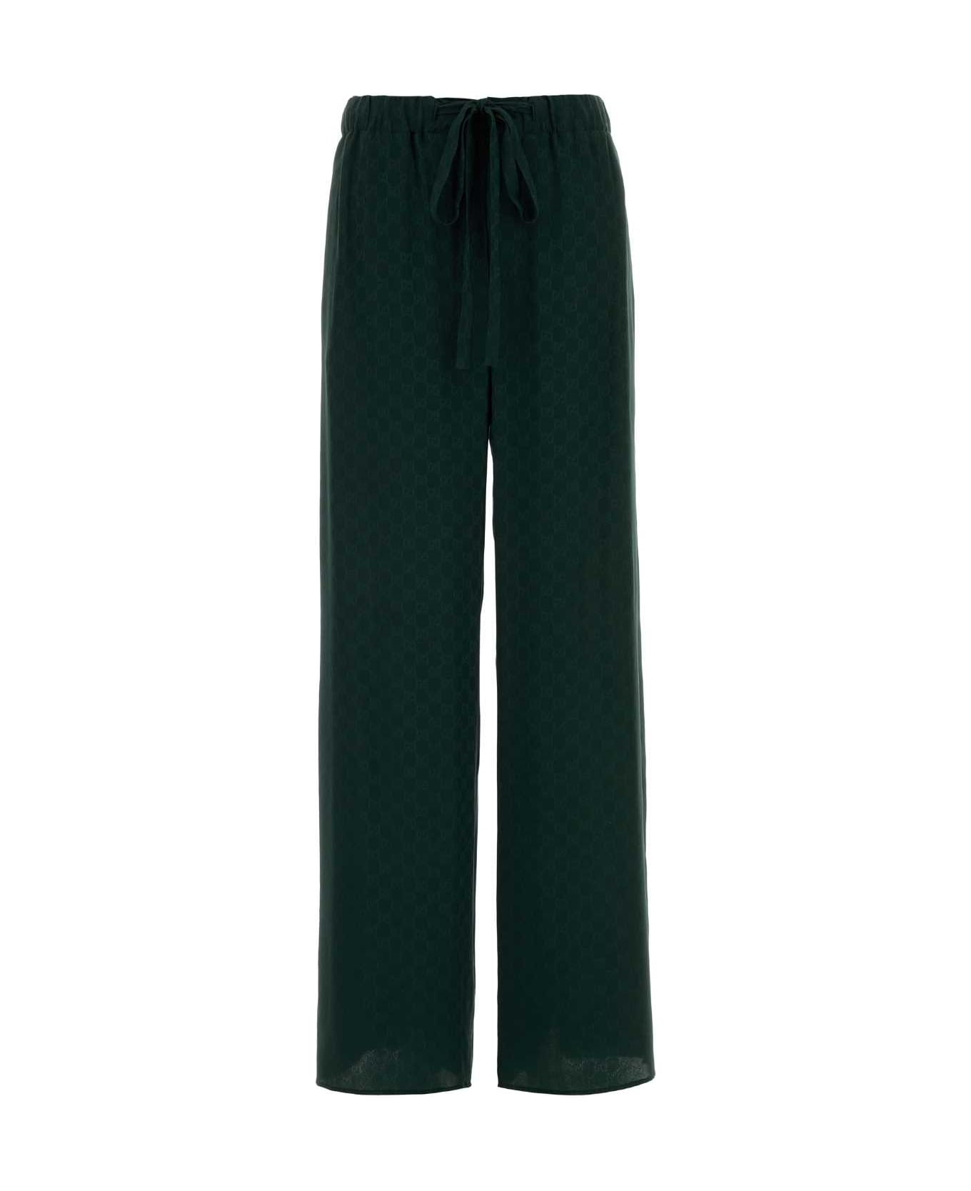 Gucci Bottle Green Silk Wide-leg Pant - GREEN