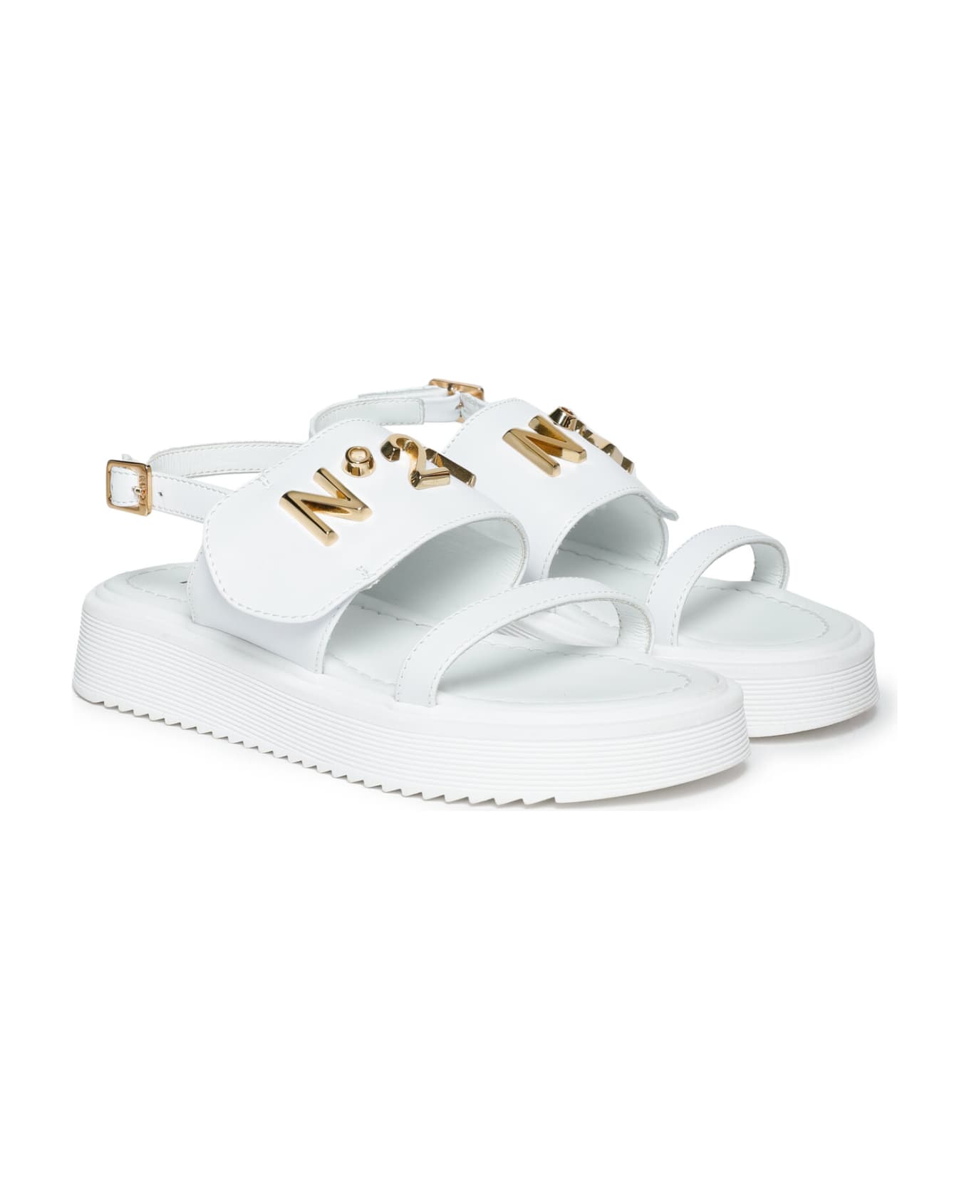N.21 Mt73317 Sandals N°21 White Sandals With Metallic Logo - White
