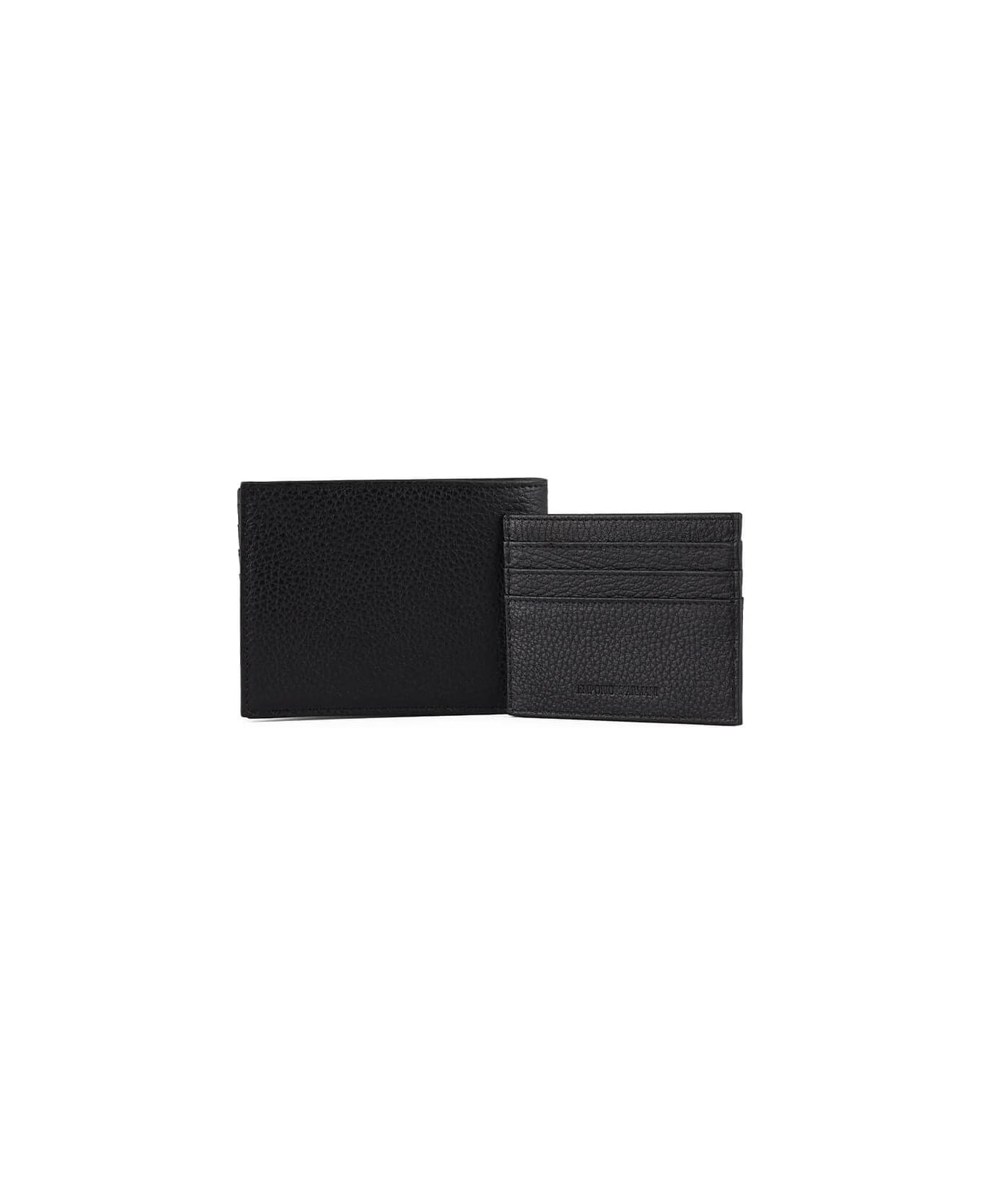 Emporio Armani Black Wallet+card Holder Set - Nero