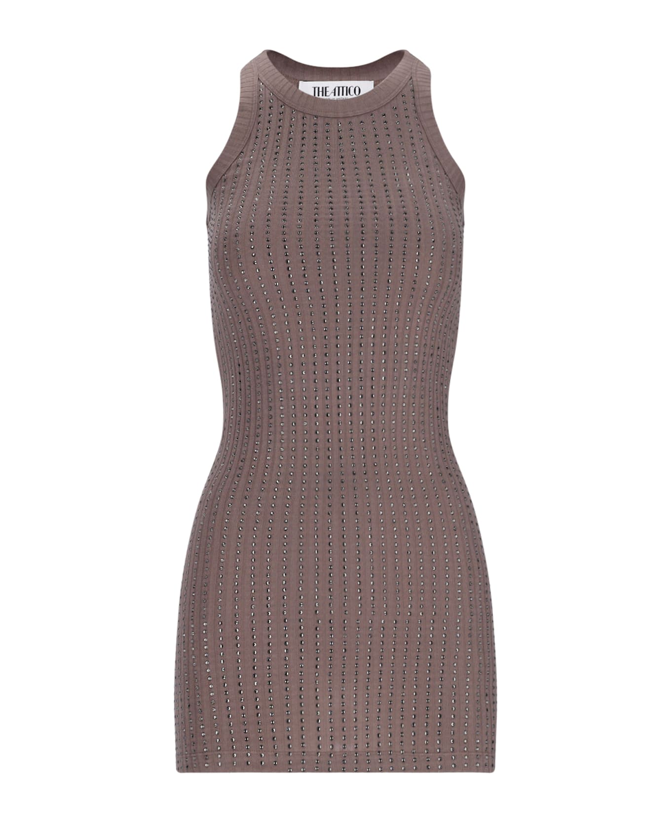 The Attico Crystal Mini Dress - Brown