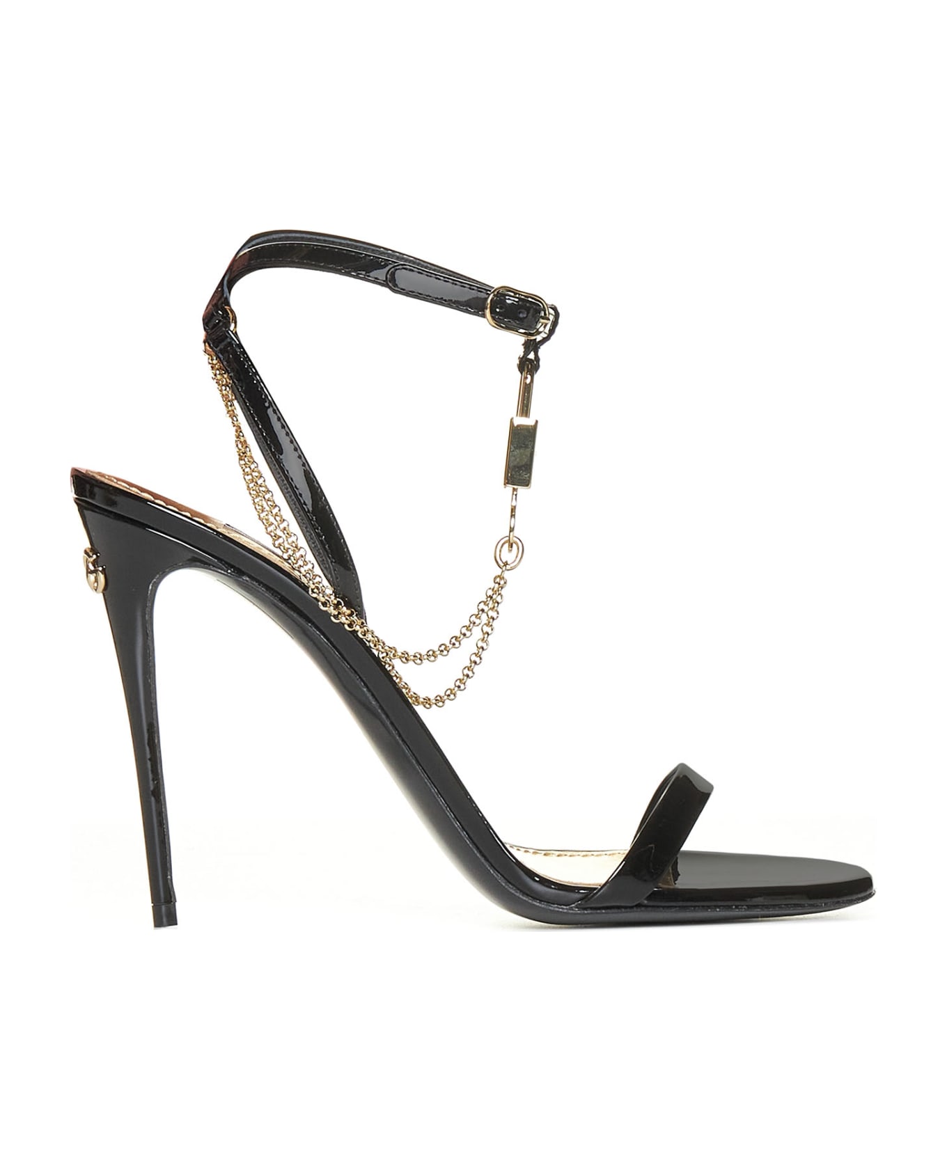 Dolce & Gabbana Sandal With Chain And Charm - Black