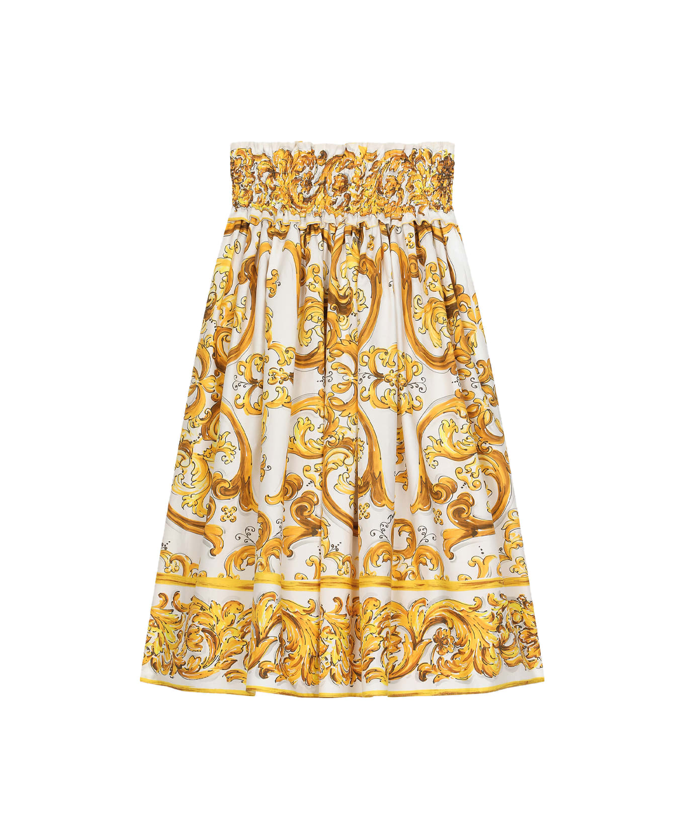 Dolce & Gabbana Poplin Skirt With Print - Yellow