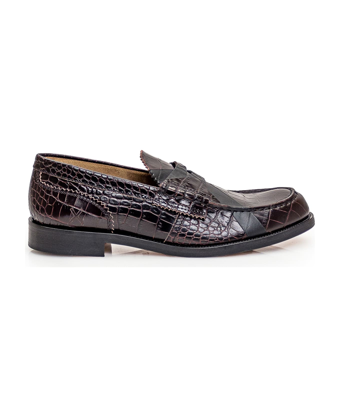 College Leather Loafer - T.MORO-BLACK
