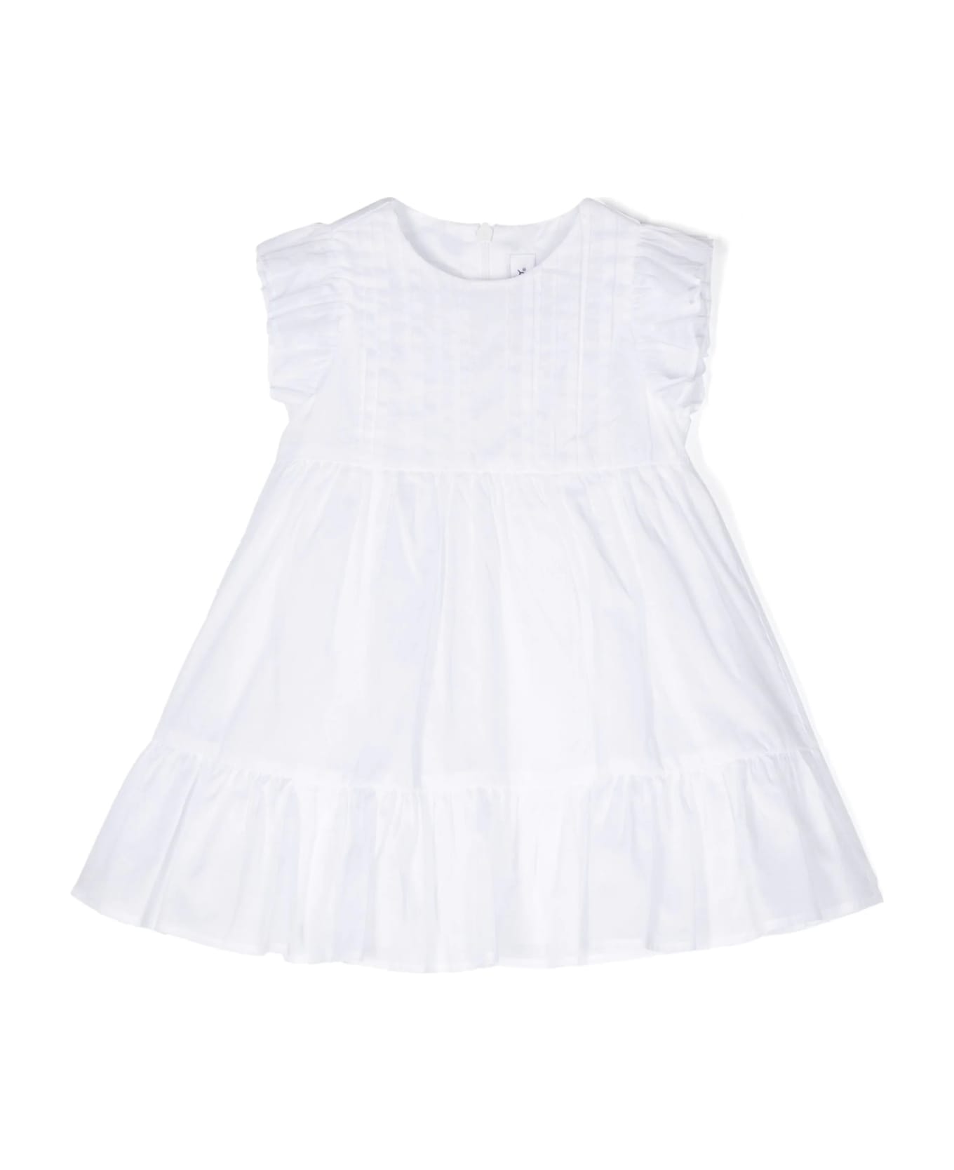 Il Gufo White Cotton Voile Dress With Culotte - White ワンピース＆ドレス