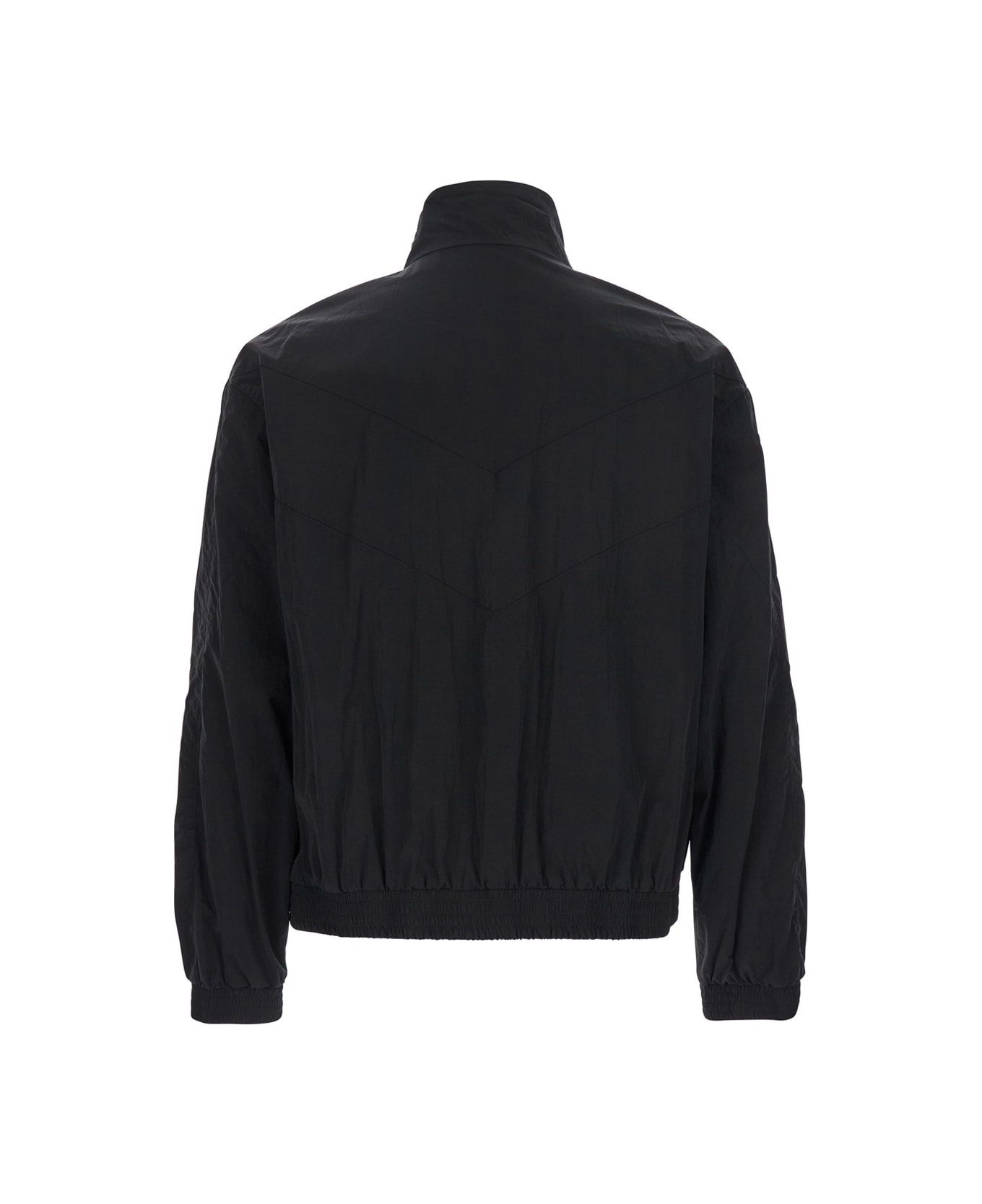 Saint Laurent Black Jacket With High Neck And Logo Lettering On The Front - NERO