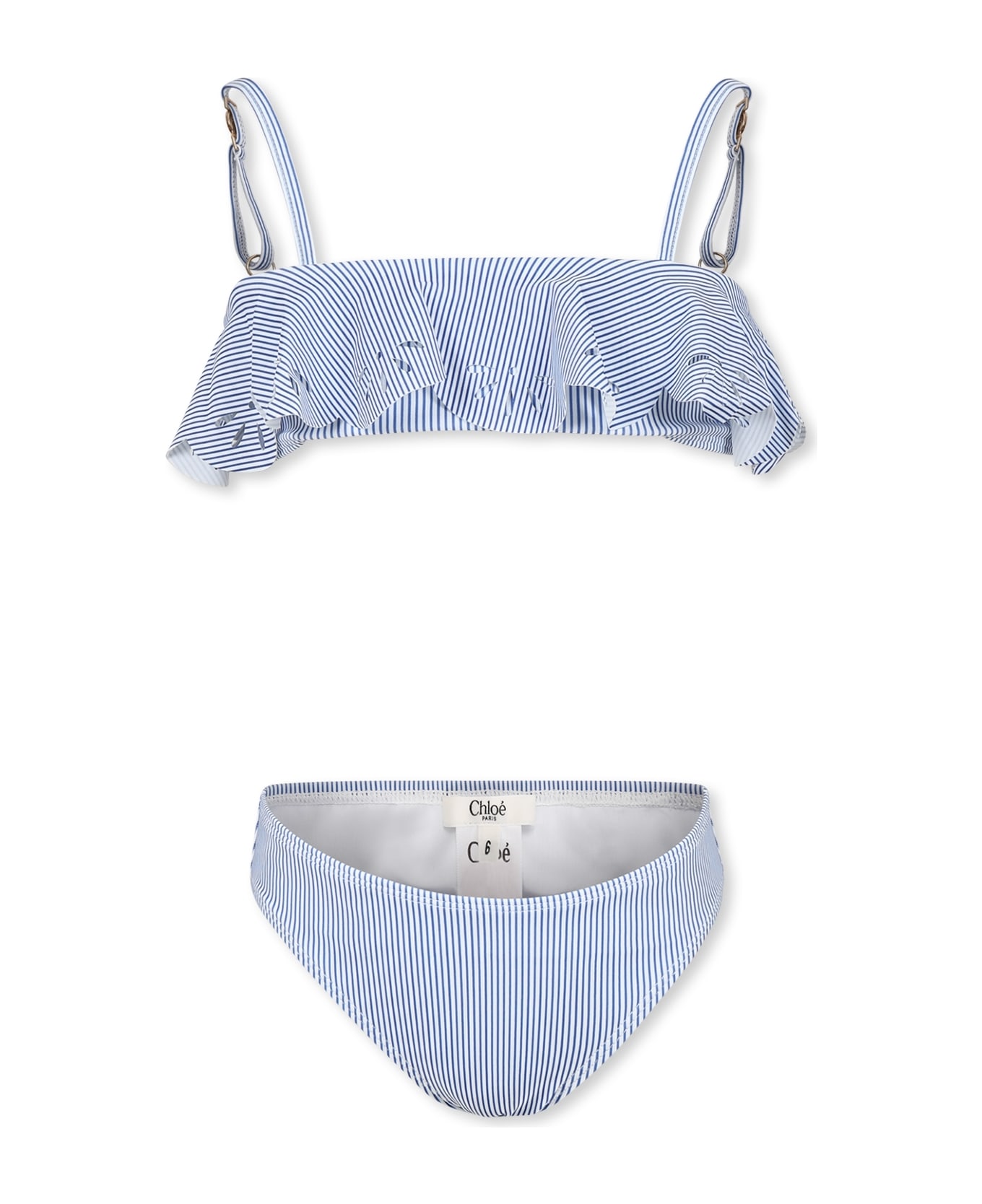 Chloé Blue Bikini For Girl With Logo - Blue