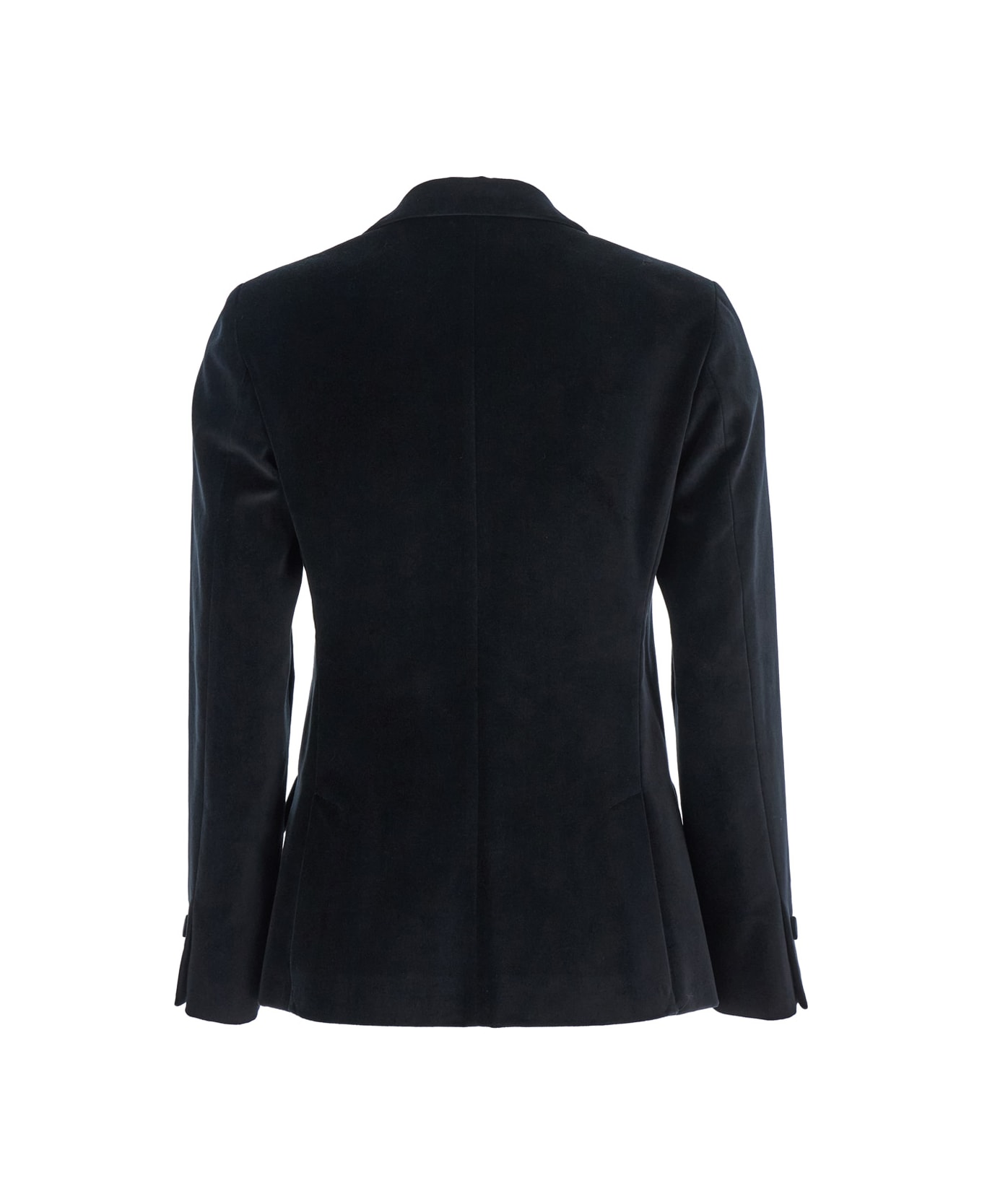 Merci Black Double-breasted Jacket With Peak Revers In Velvet Woman - Black