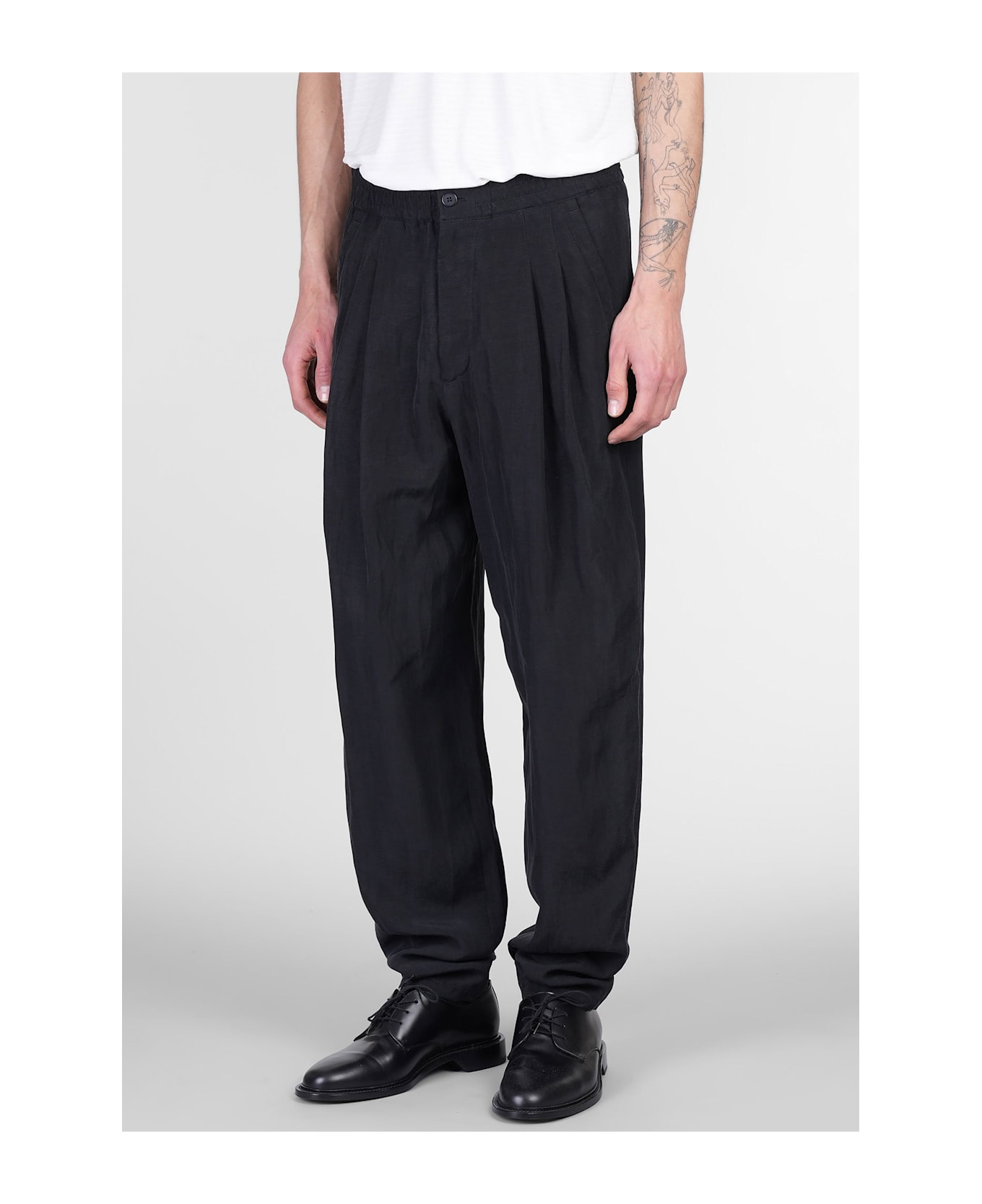 Giorgio Armani Pants In Black Linen - black