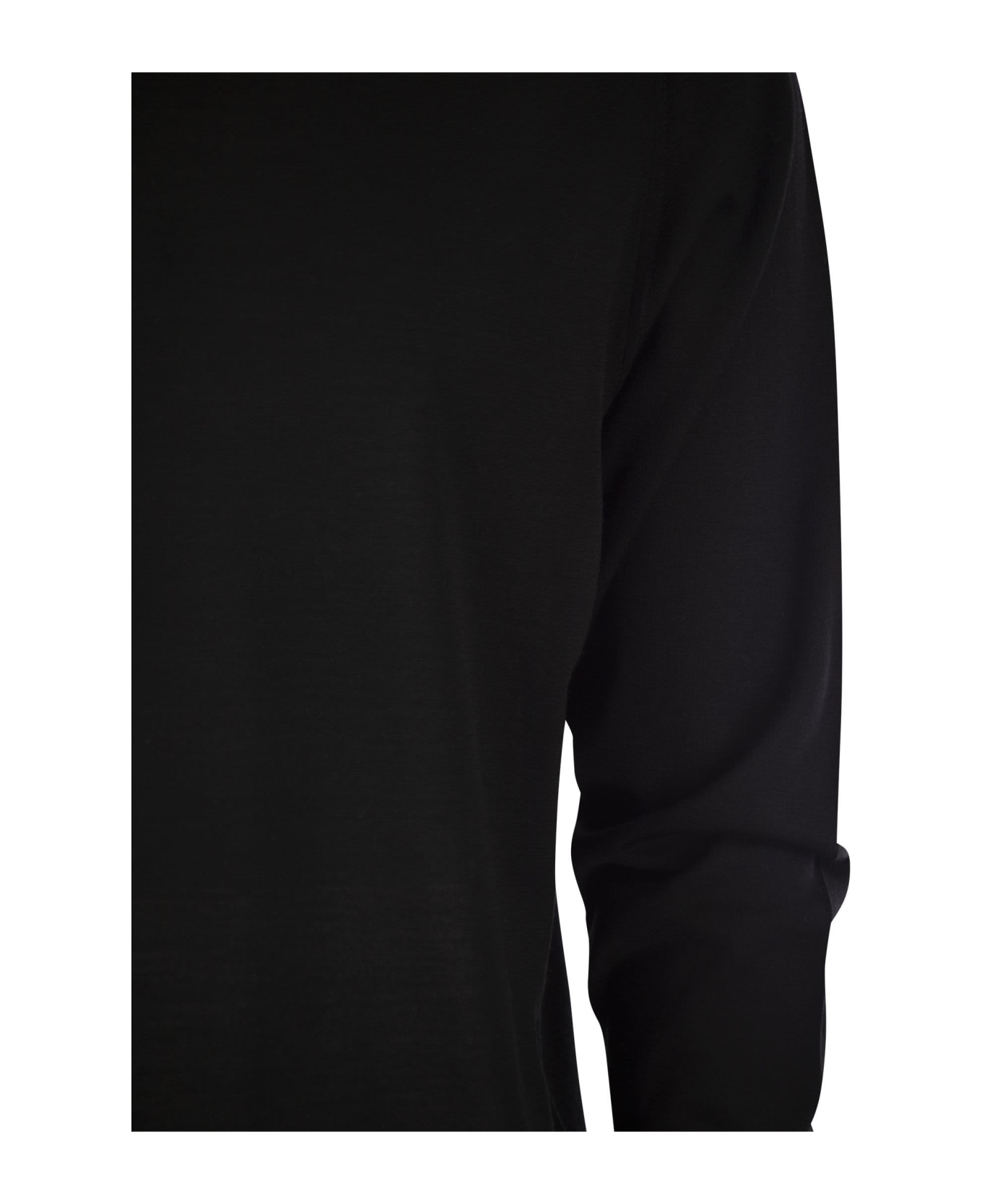 Fedeli Crew-neck Sweater In Superfine Virgin Wool - Black