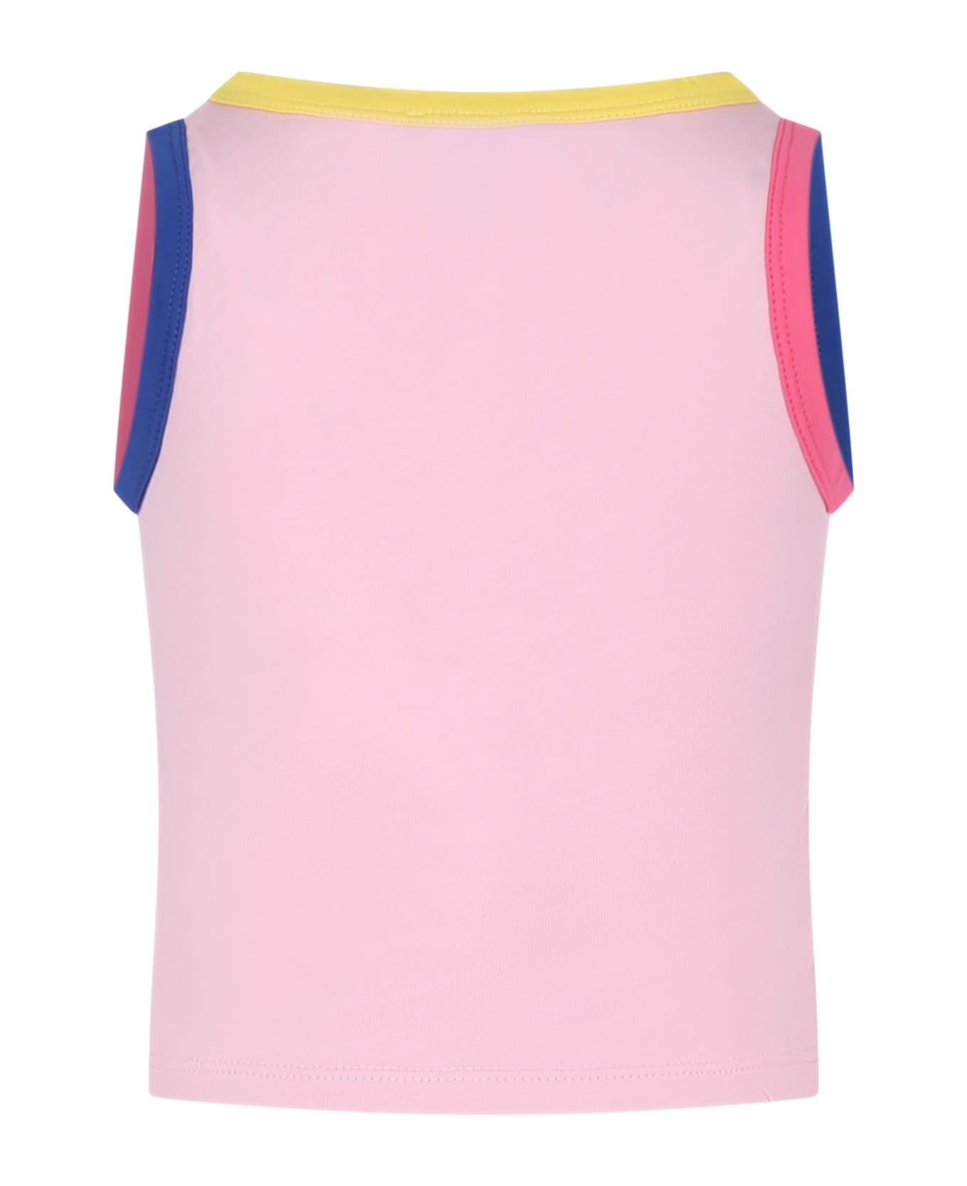 Rykiel Enfant Pink Tank Top For Girl With Logo - Pink Tシャツ＆ポロシャツ