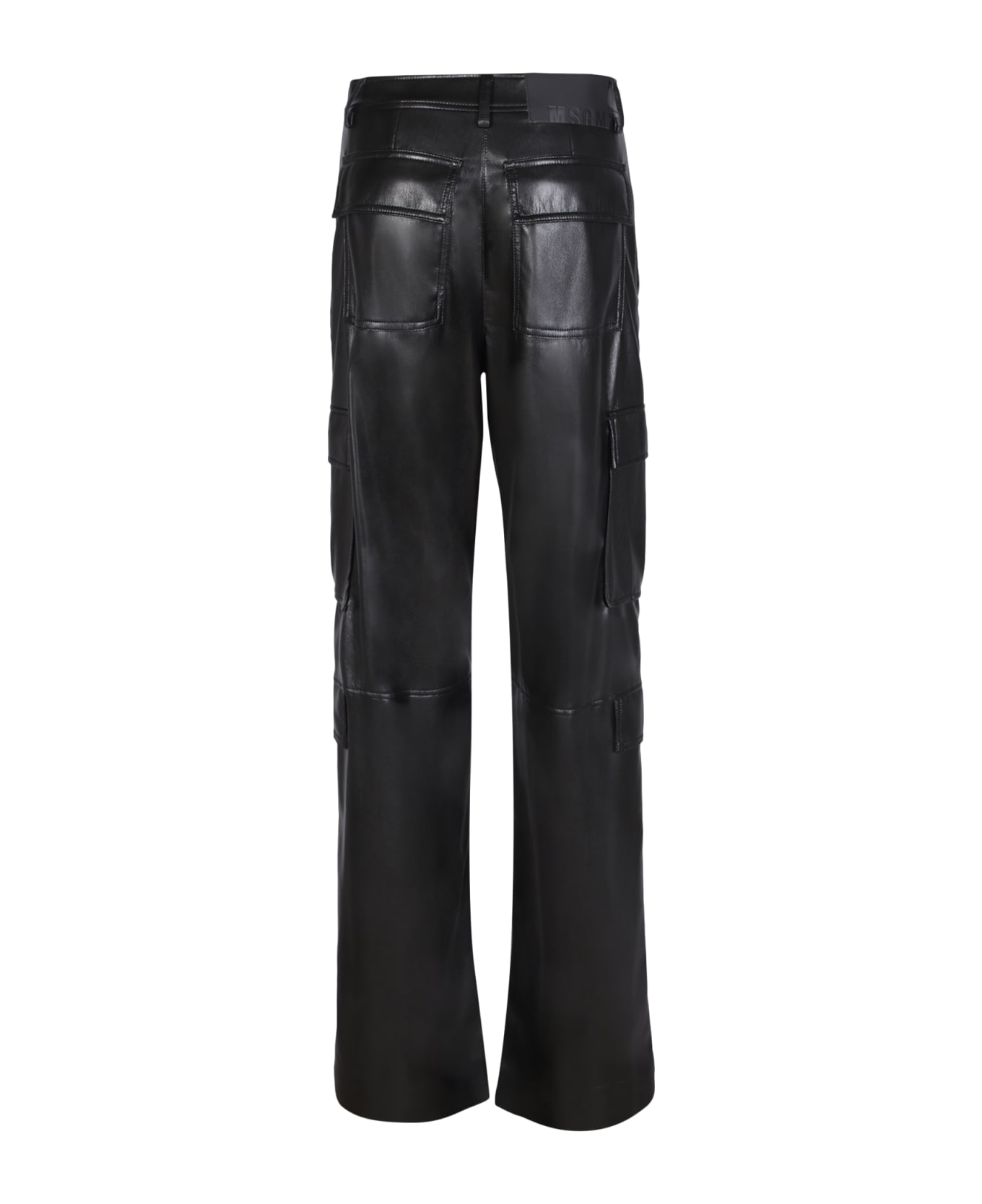 MSGM Black Leather-like Pants - Black