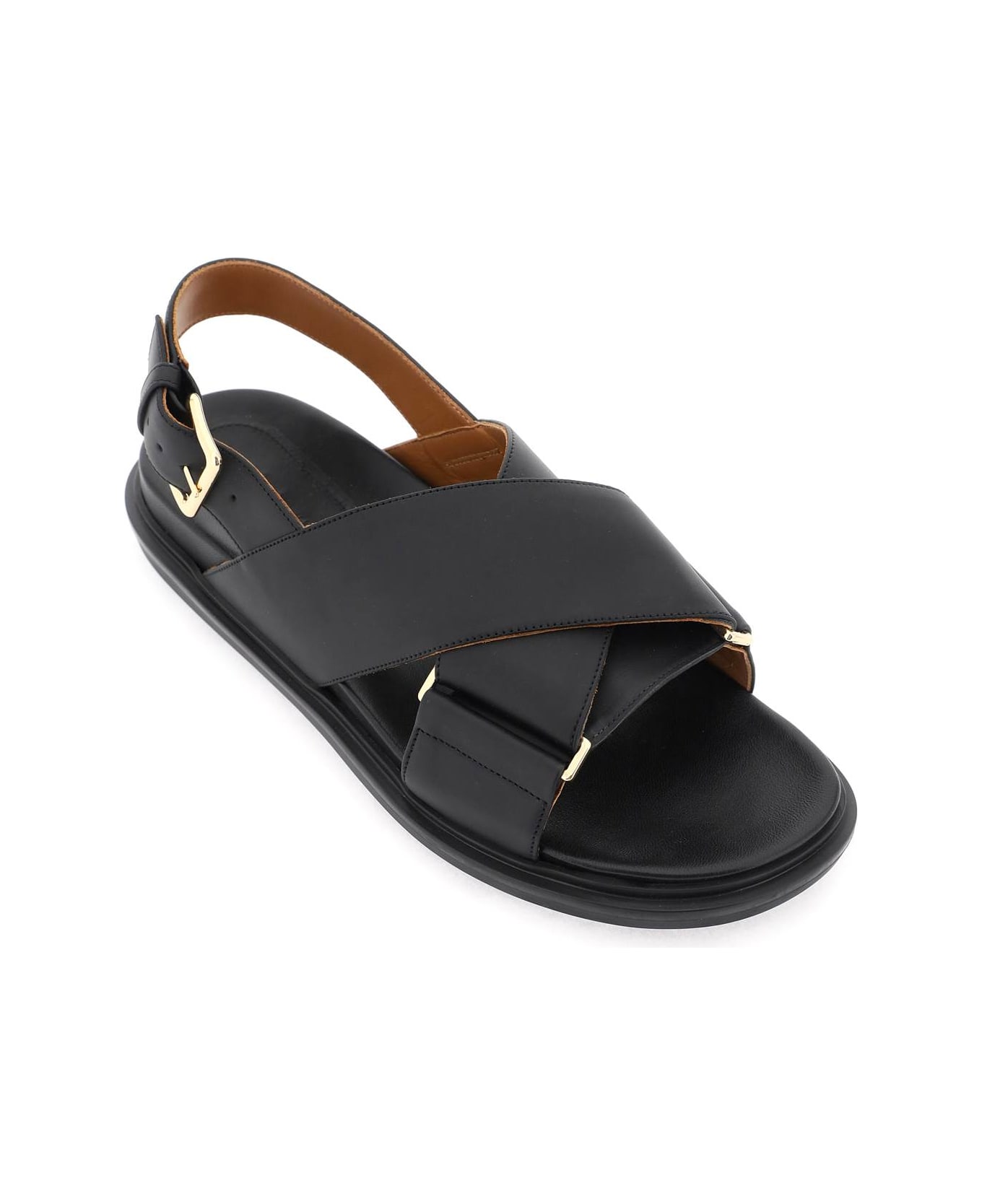 Marni 'fussbett' Black Calf Leather Sandals - Black