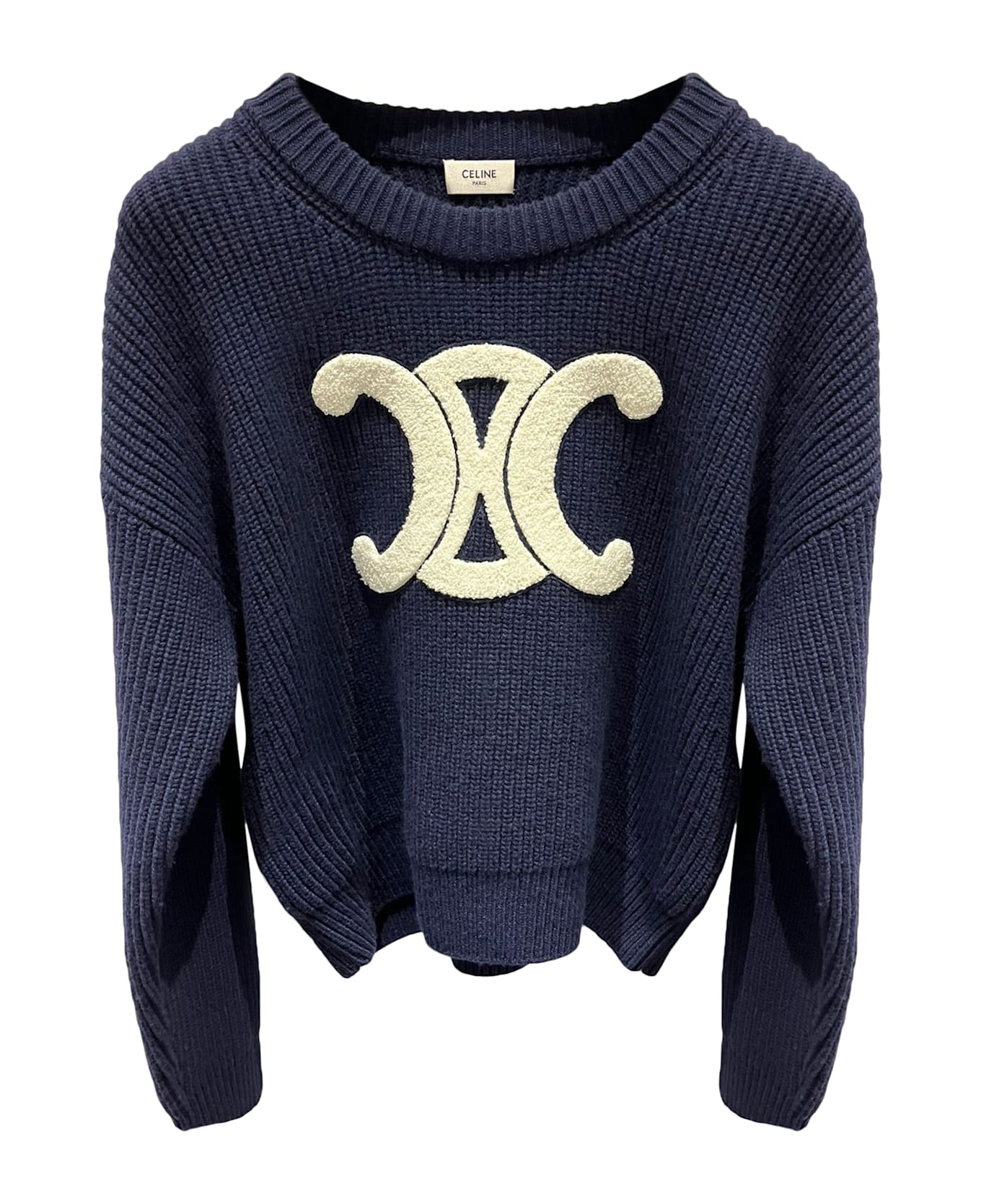 Celine Sweater With Round Neck In Wool - blue