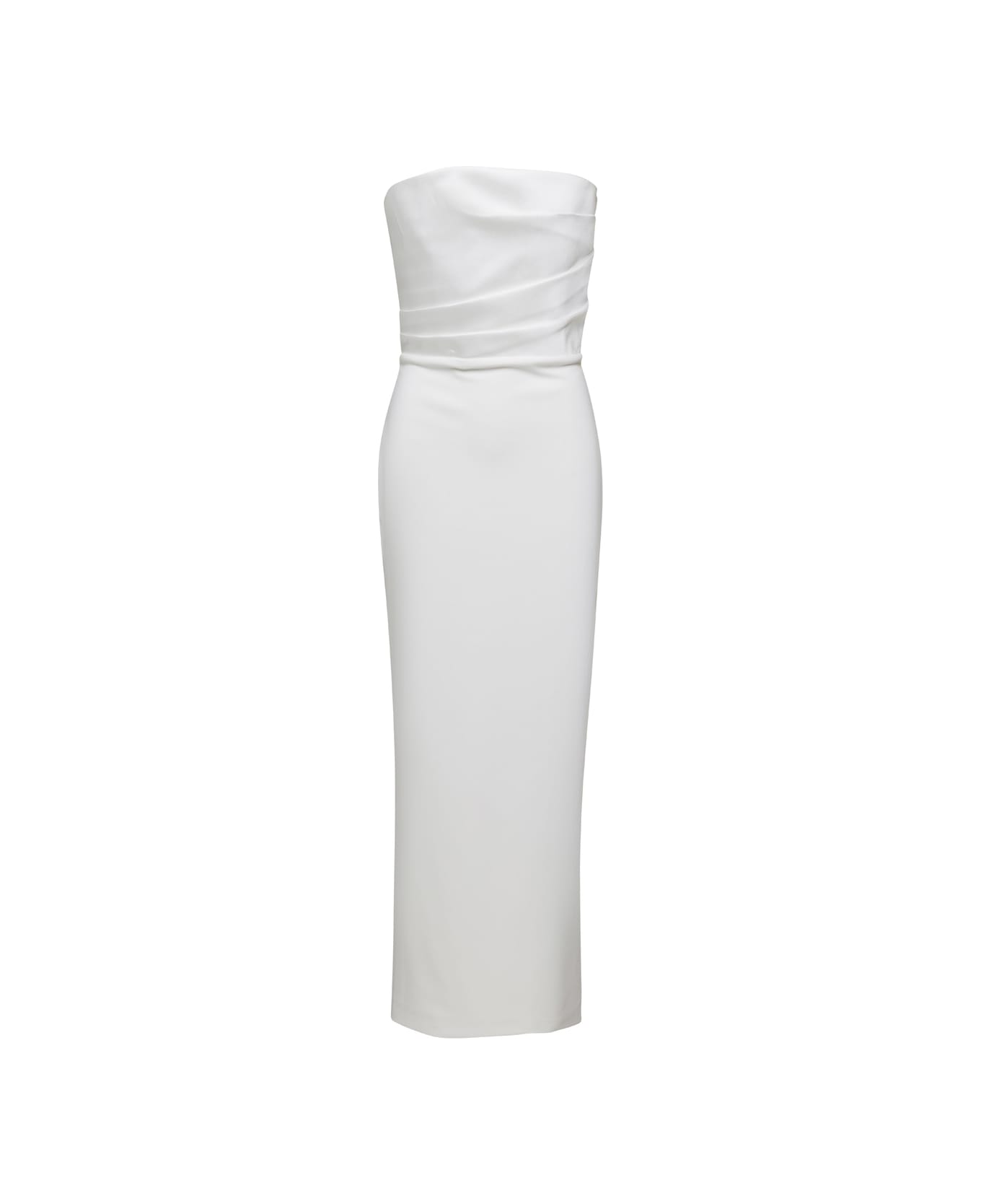 Solace London Afra Maxi Dress In Cream Twill & Crepe Knit - White