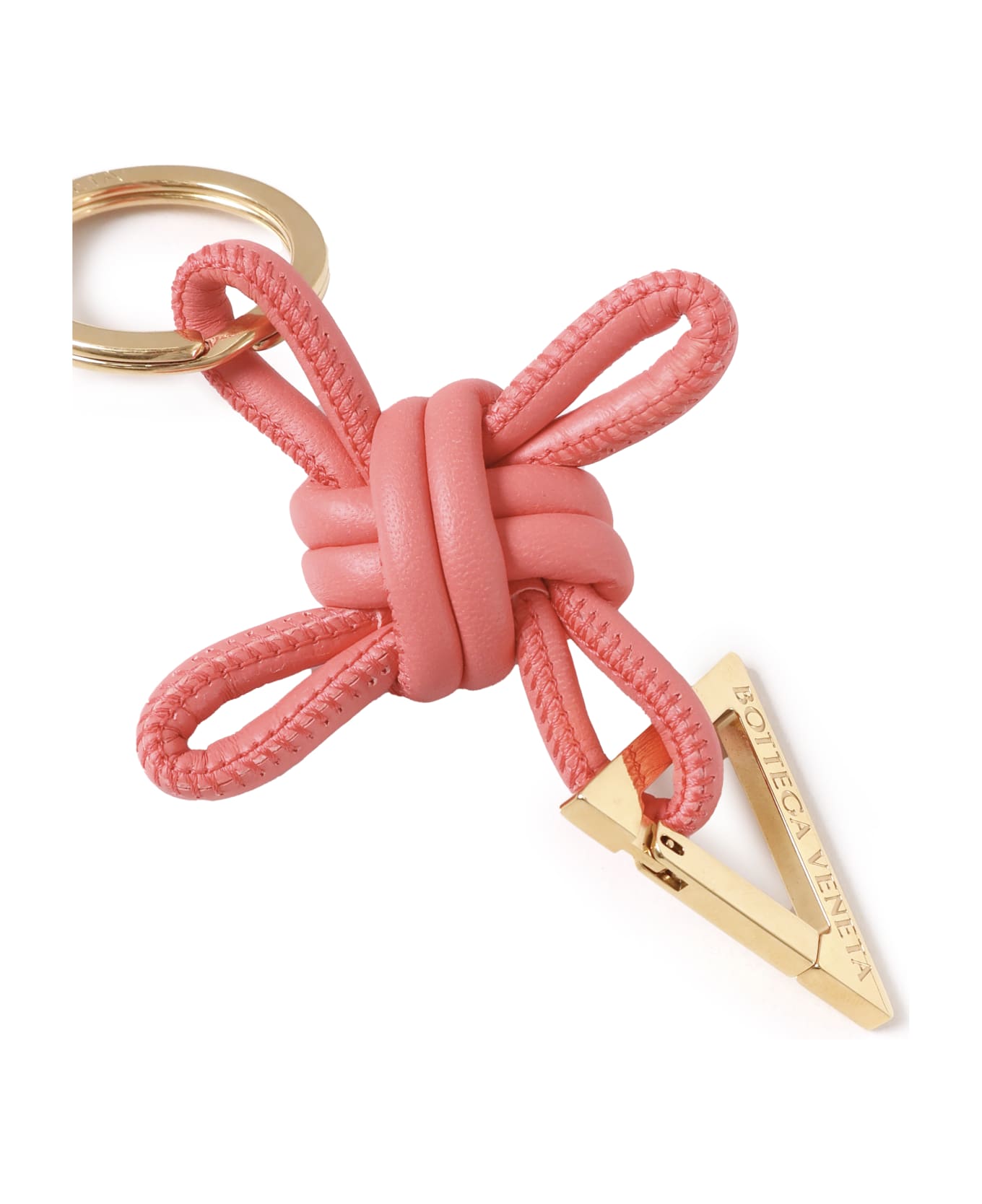 Bottega Veneta Triangle Key Ring In Nappa Leather - CRUSHED BERRY GOLD