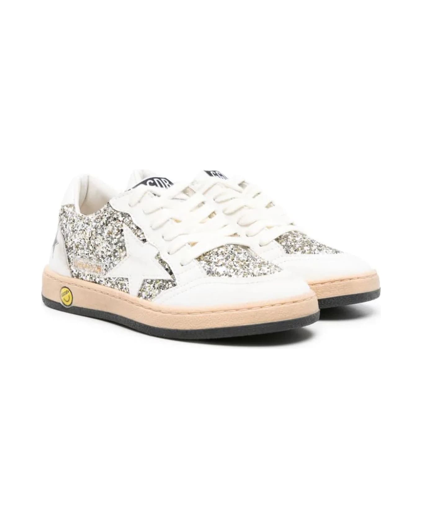 Golden Goose White Leather Sneakers - Optic White/Platinum シューズ