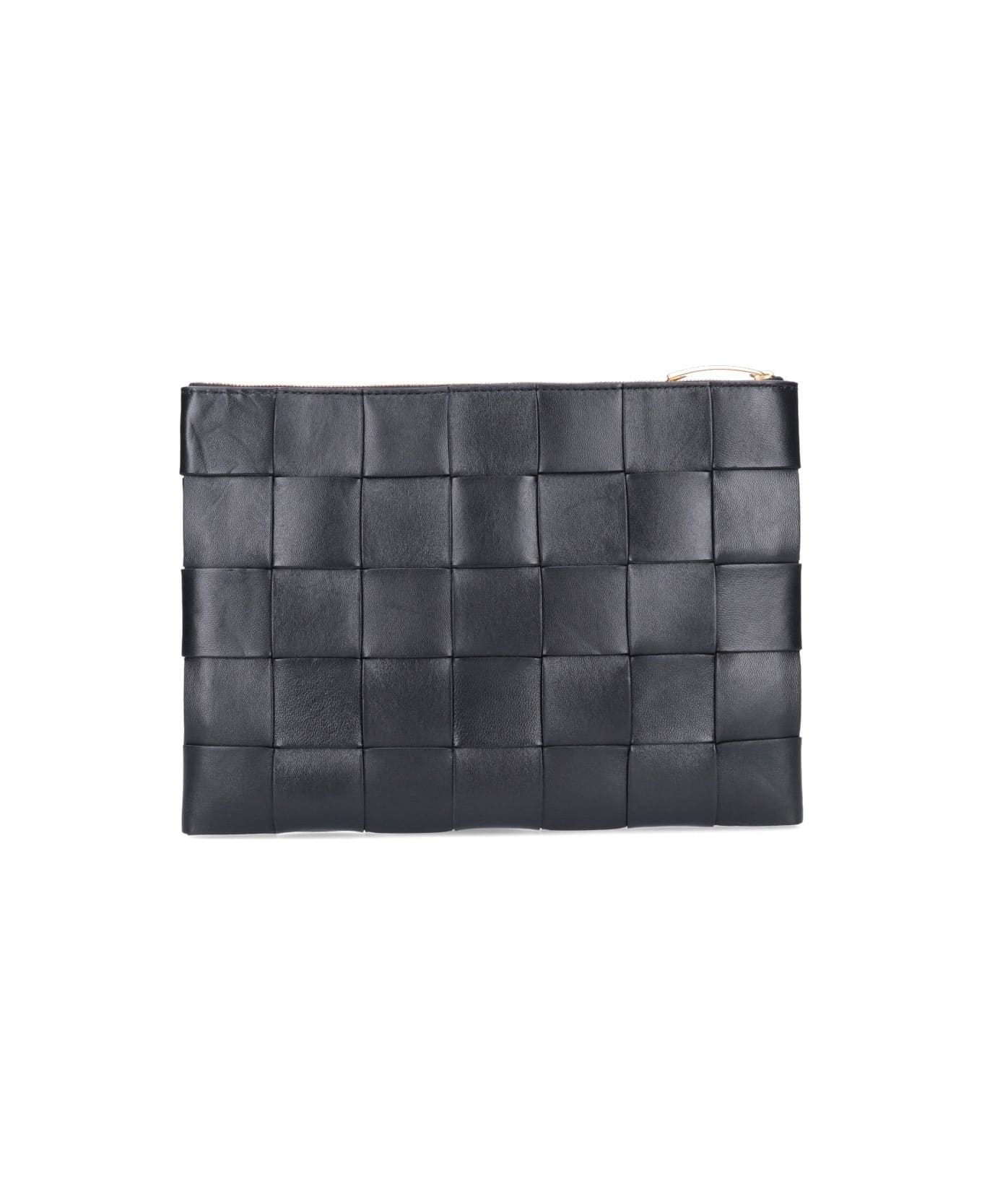Bottega Veneta Leather Pouch - Black クラッチバッグ
