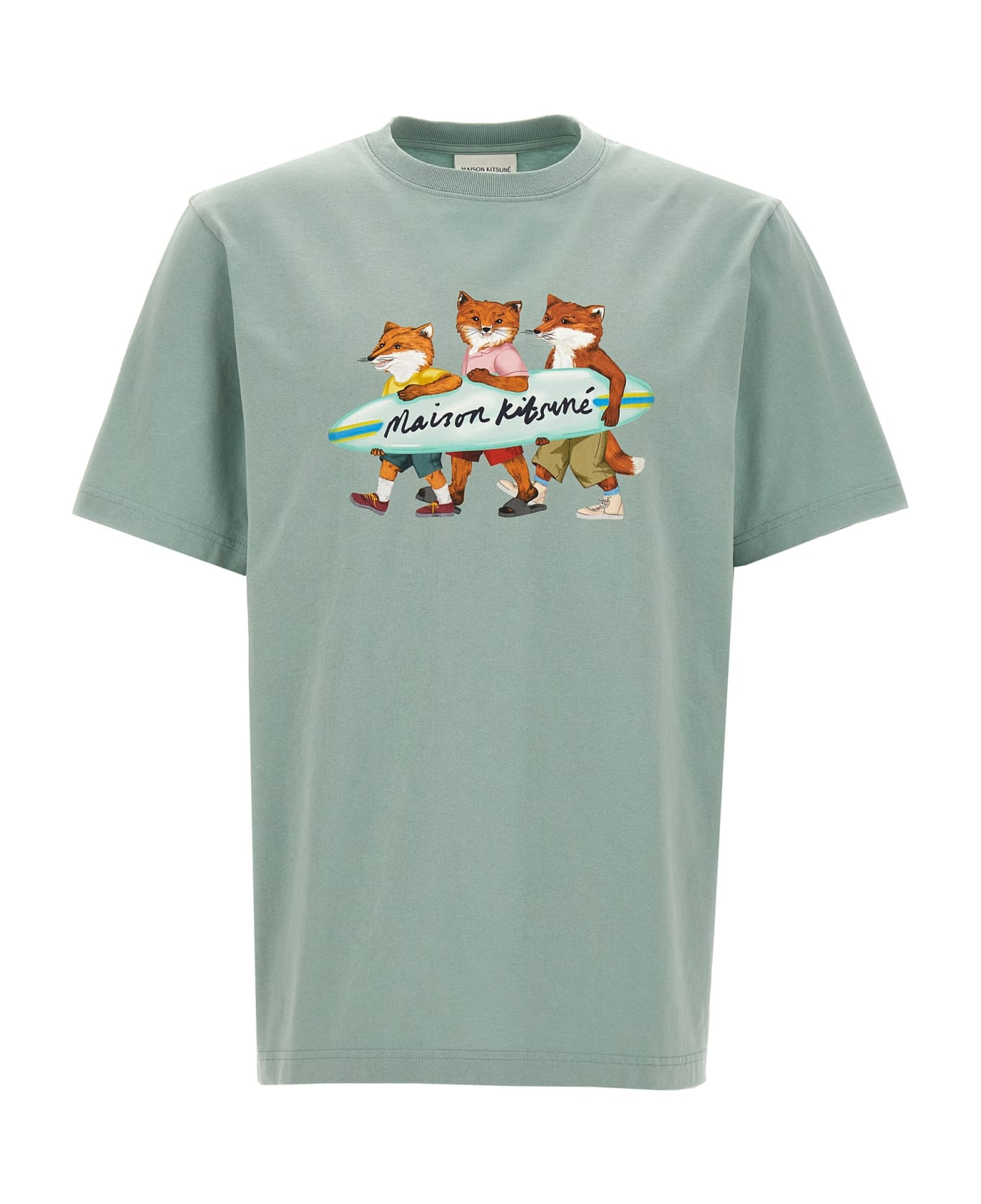 Maison Kitsuné 'surfing Foxes' T-shirt - Light Blue シャツ